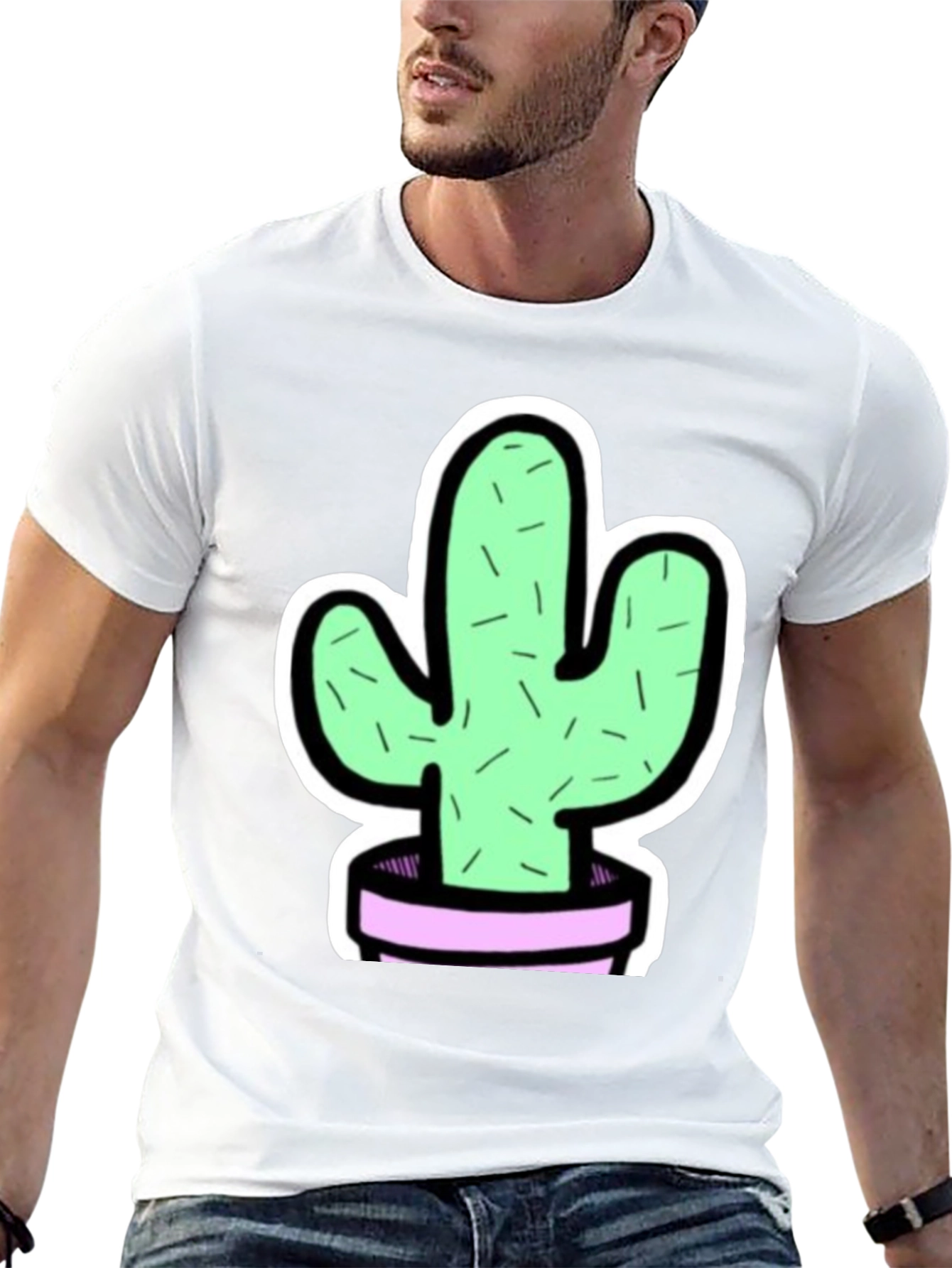 Cactus Graphic Tee - Trendy Black T-Shirt
