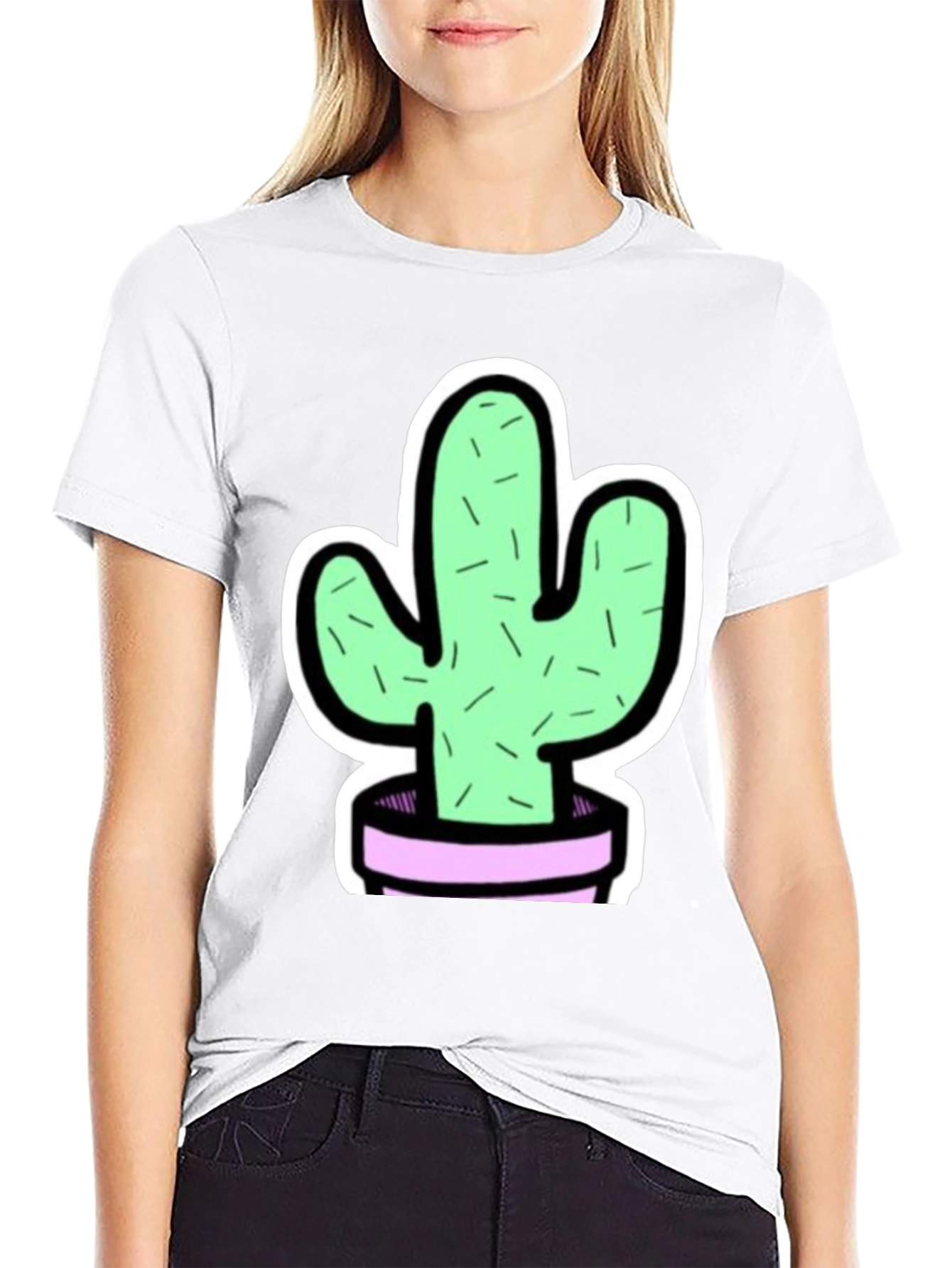 Cactus Graphic Tee - Trendy Black T-Shirt