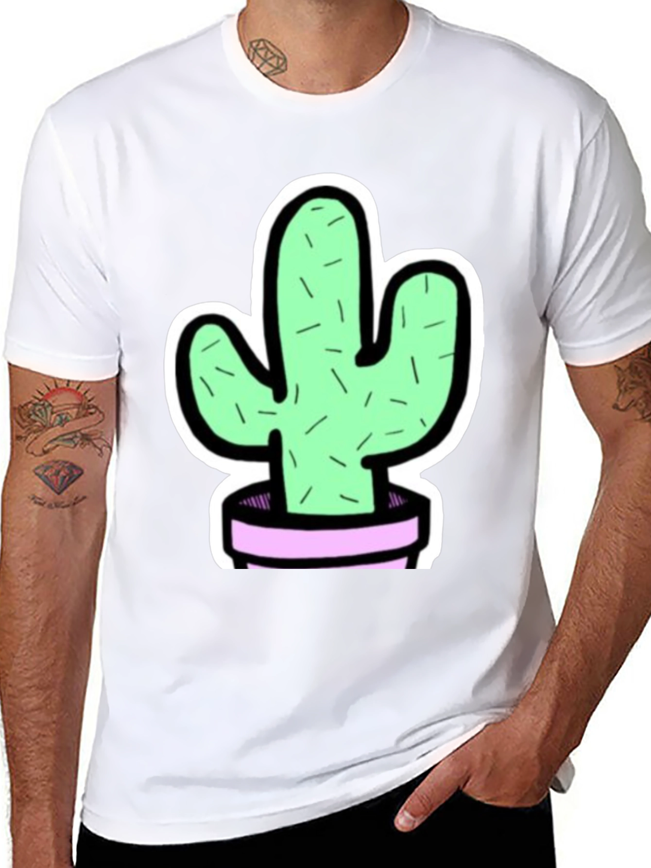 Cactus Graphic Tee - Trendy Black T-Shirt