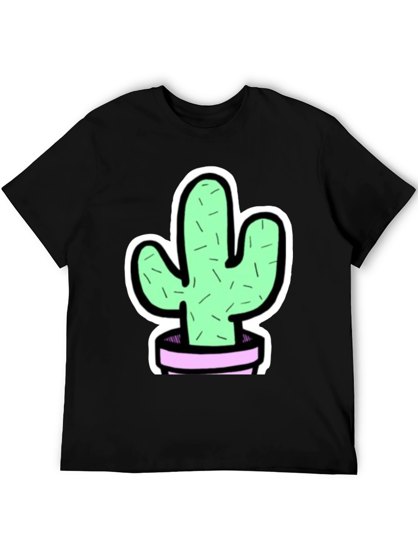 Cactus Graphic Tee - Trendy Black T-Shirt