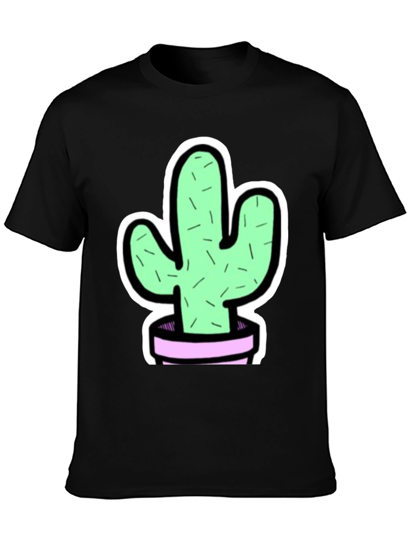 Cactus Graphic Tee - Trendy Black T-Shirt
