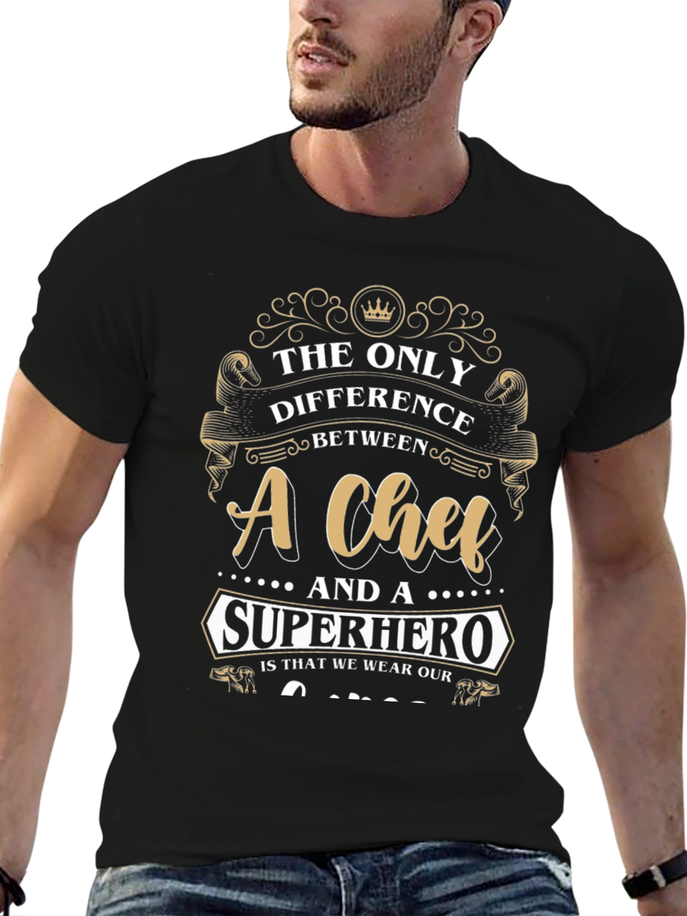 Chef vs Superhero Graphic T-Shirt