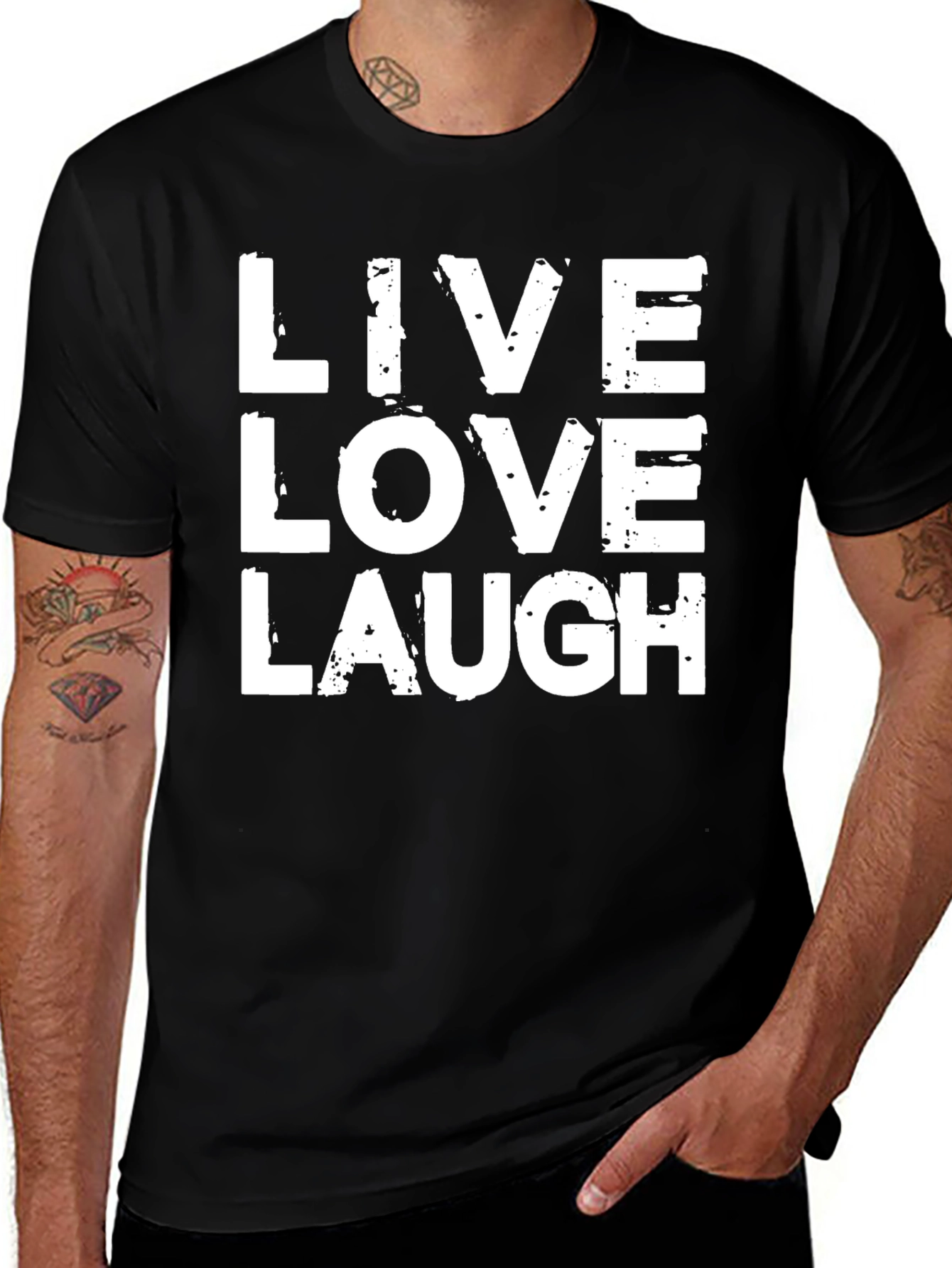 Live Love Laugh Graphic T-Shirt - Black Cotton Tee