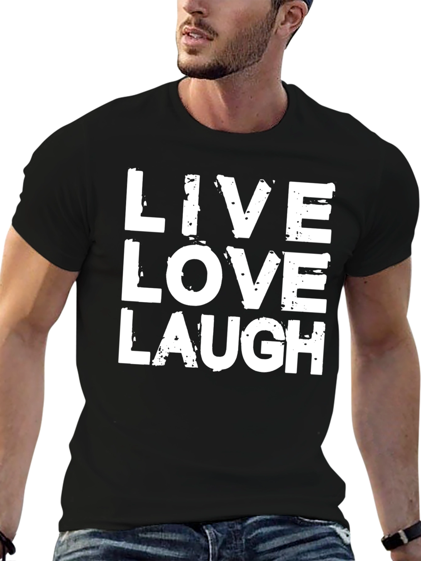 Live Love Laugh Graphic T-Shirt - Black Cotton Tee