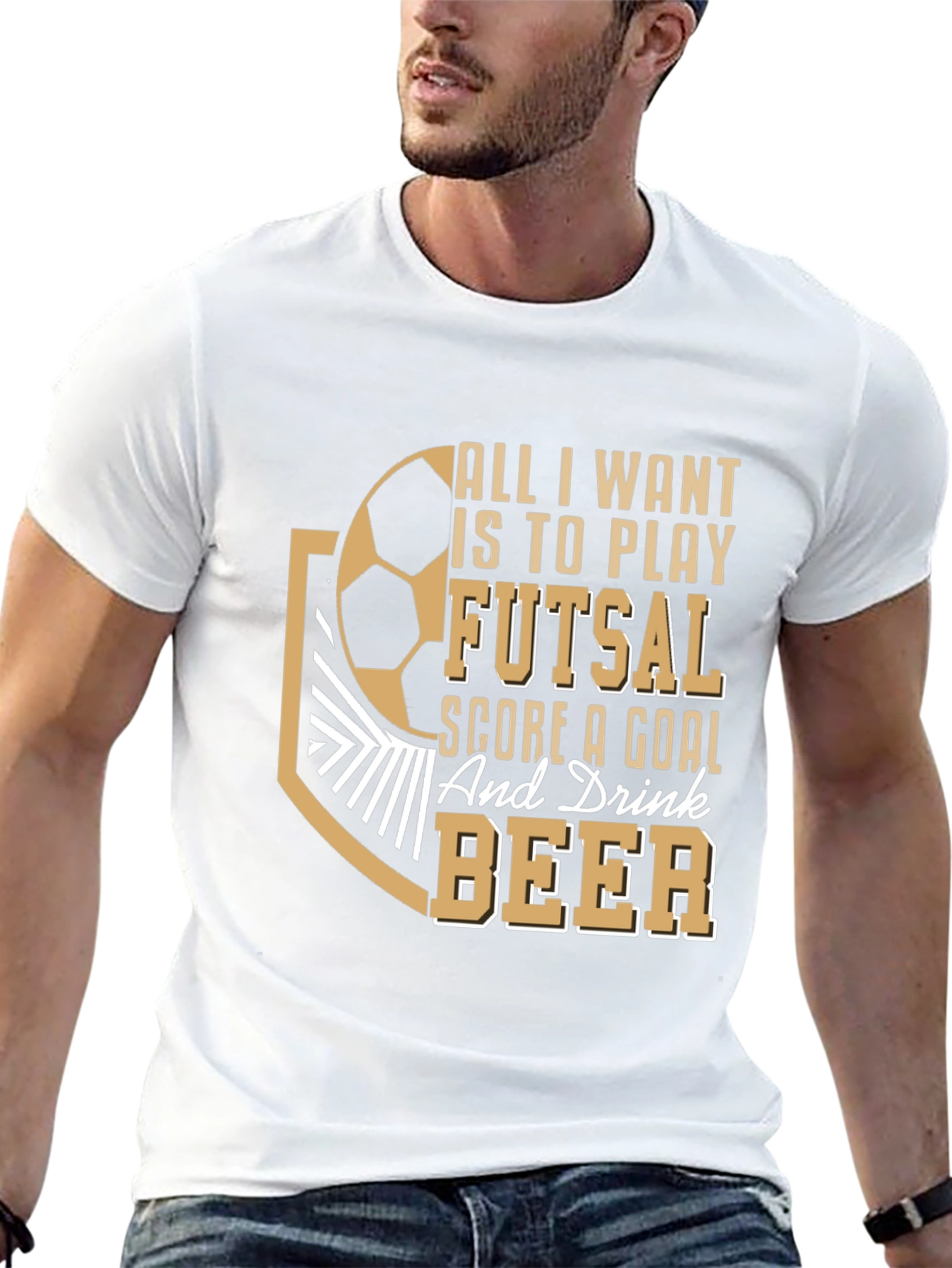 Futsal Goals & Beer Graphic T-Shirt