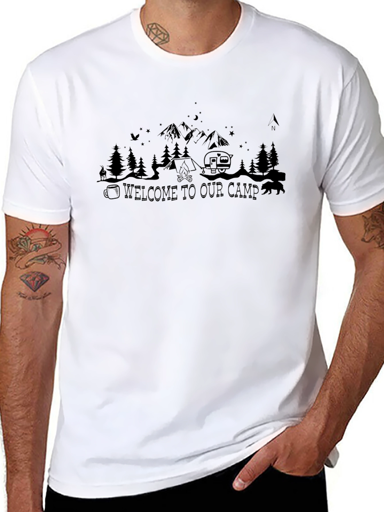 Welcome To Our Camp Black Graphic Tee