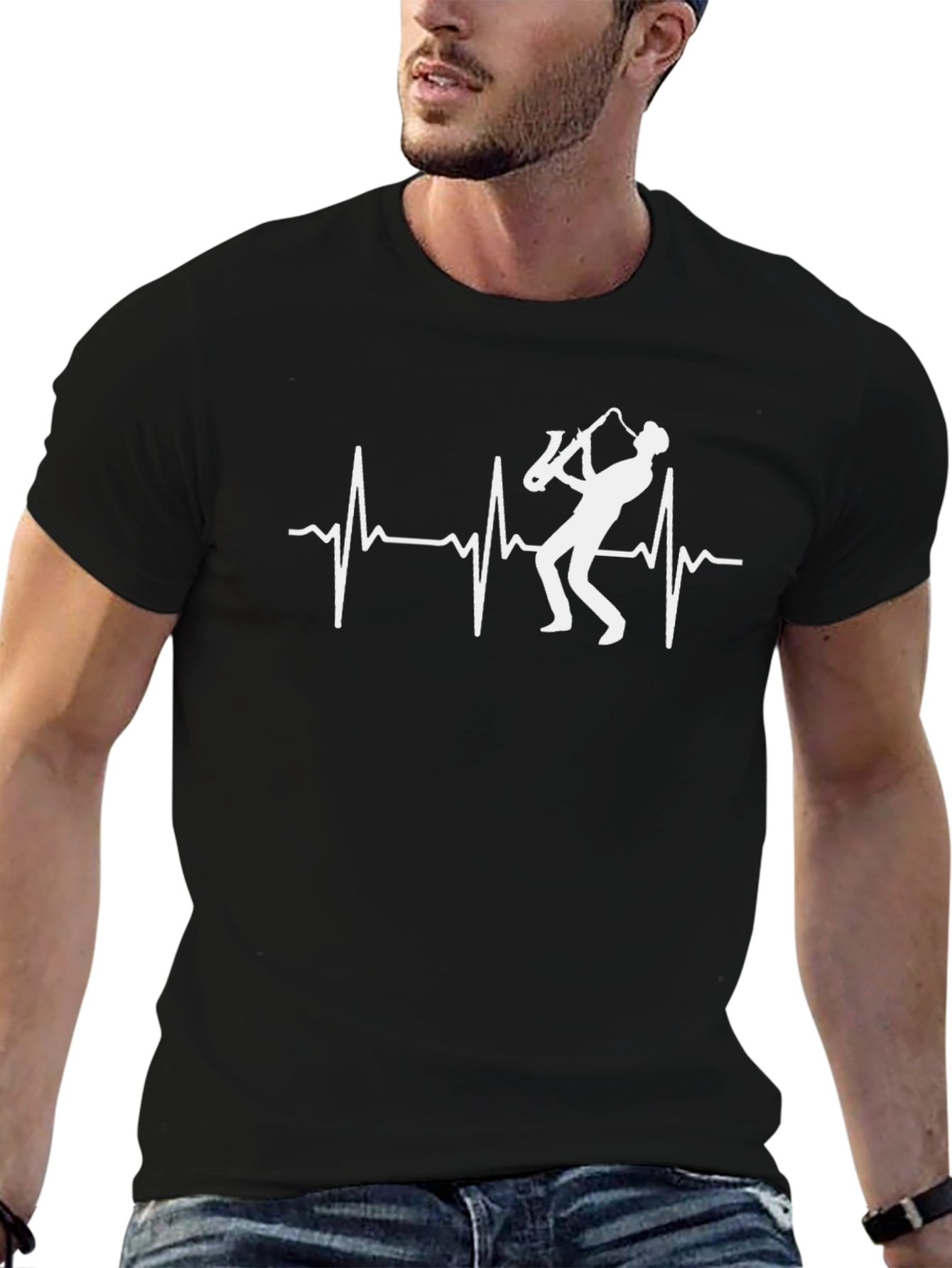 Saxophone Heartbeat T-Shirt - Musician Tee