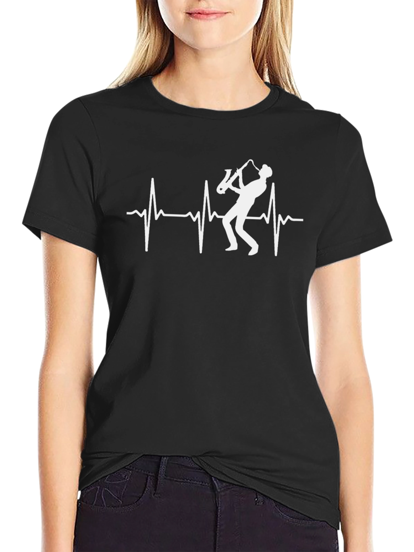 Saxophone Heartbeat T-Shirt - Musician Tee