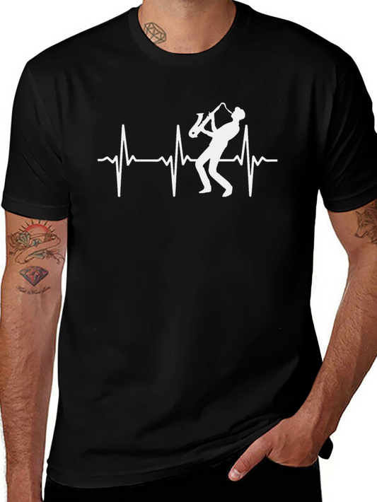 Saxophone Heartbeat T-Shirt - Musician Tee