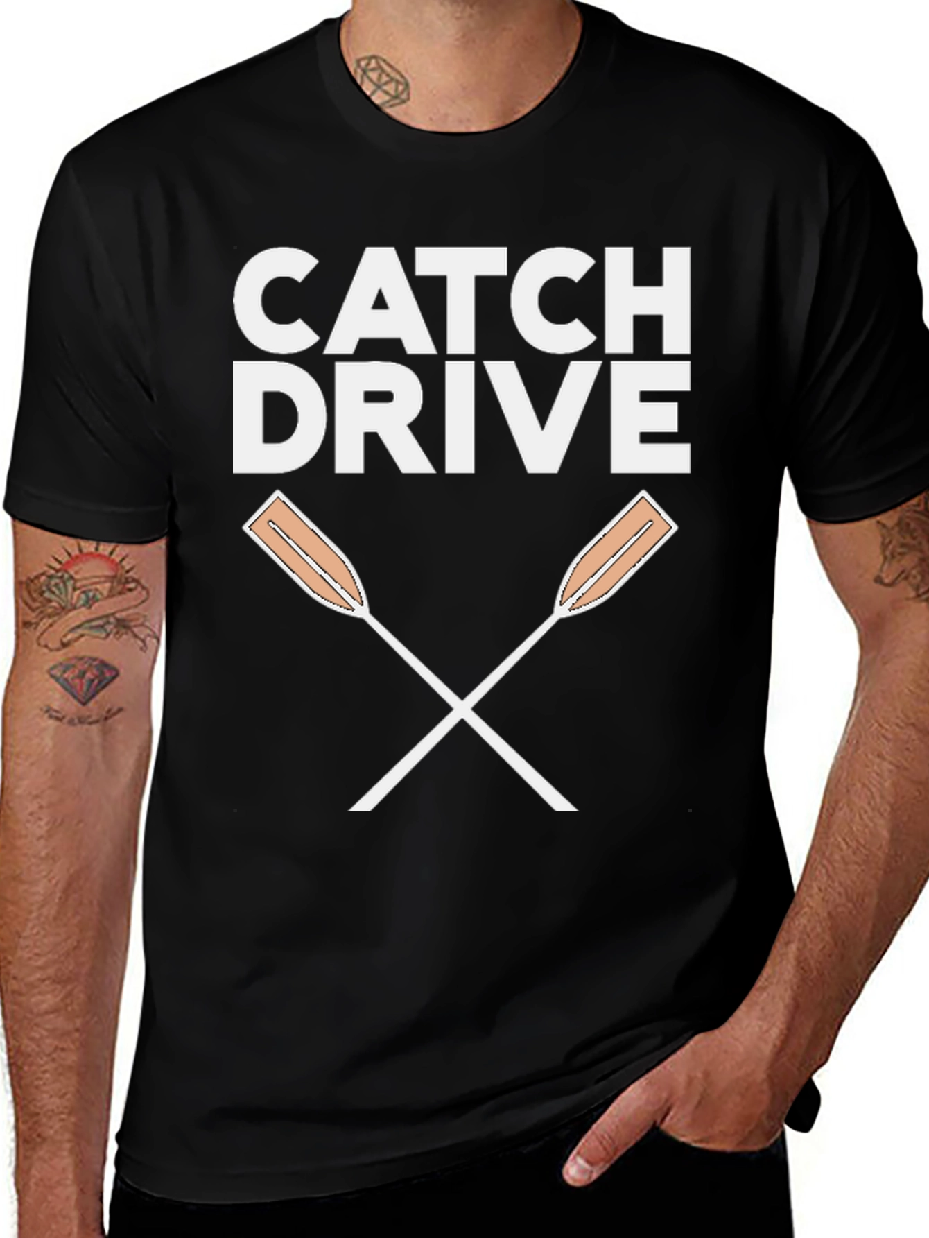 Catch Drive Rowing Oars T-Shirt - Black