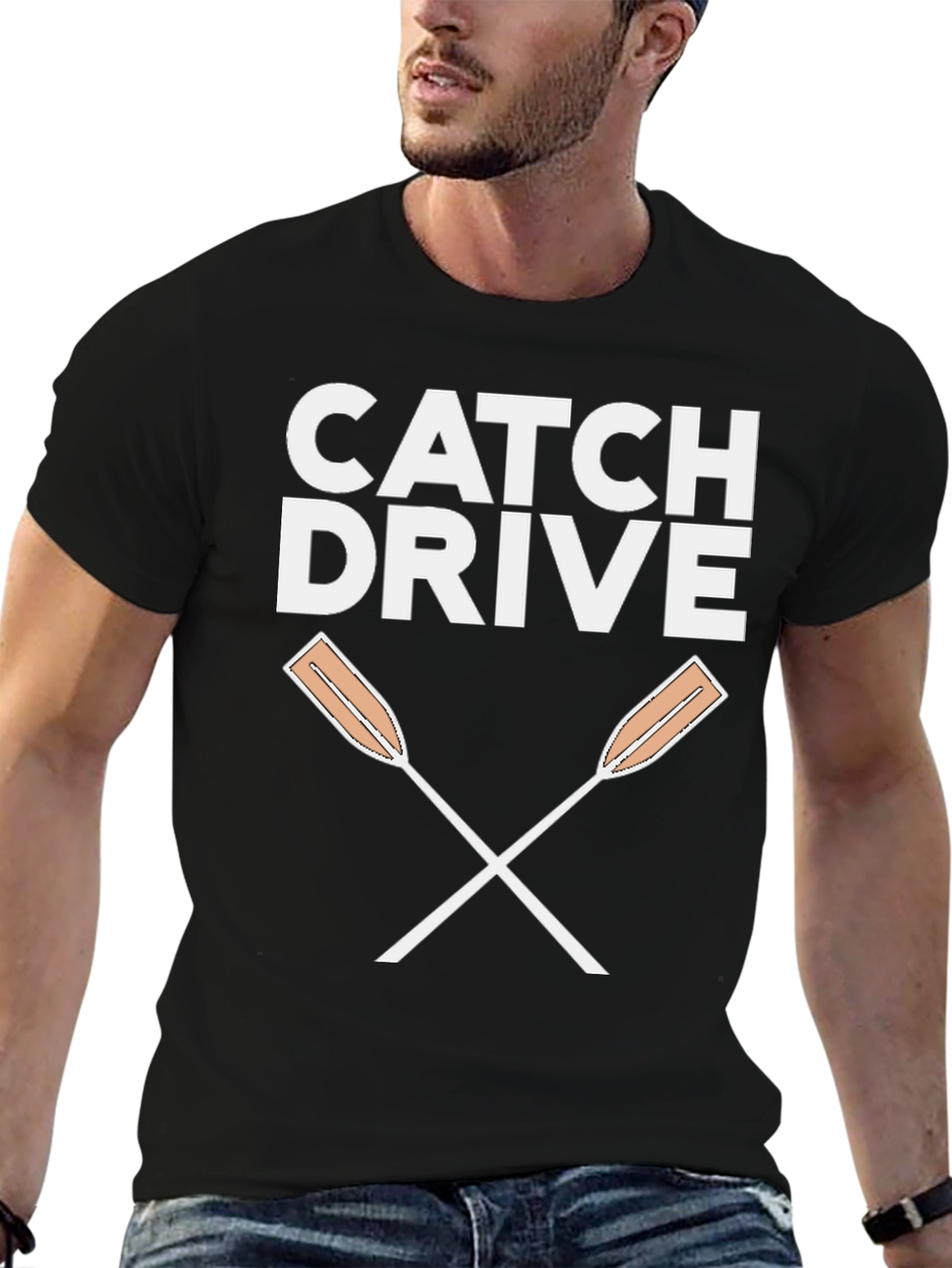 Catch Drive Rowing Oars T-Shirt - Black