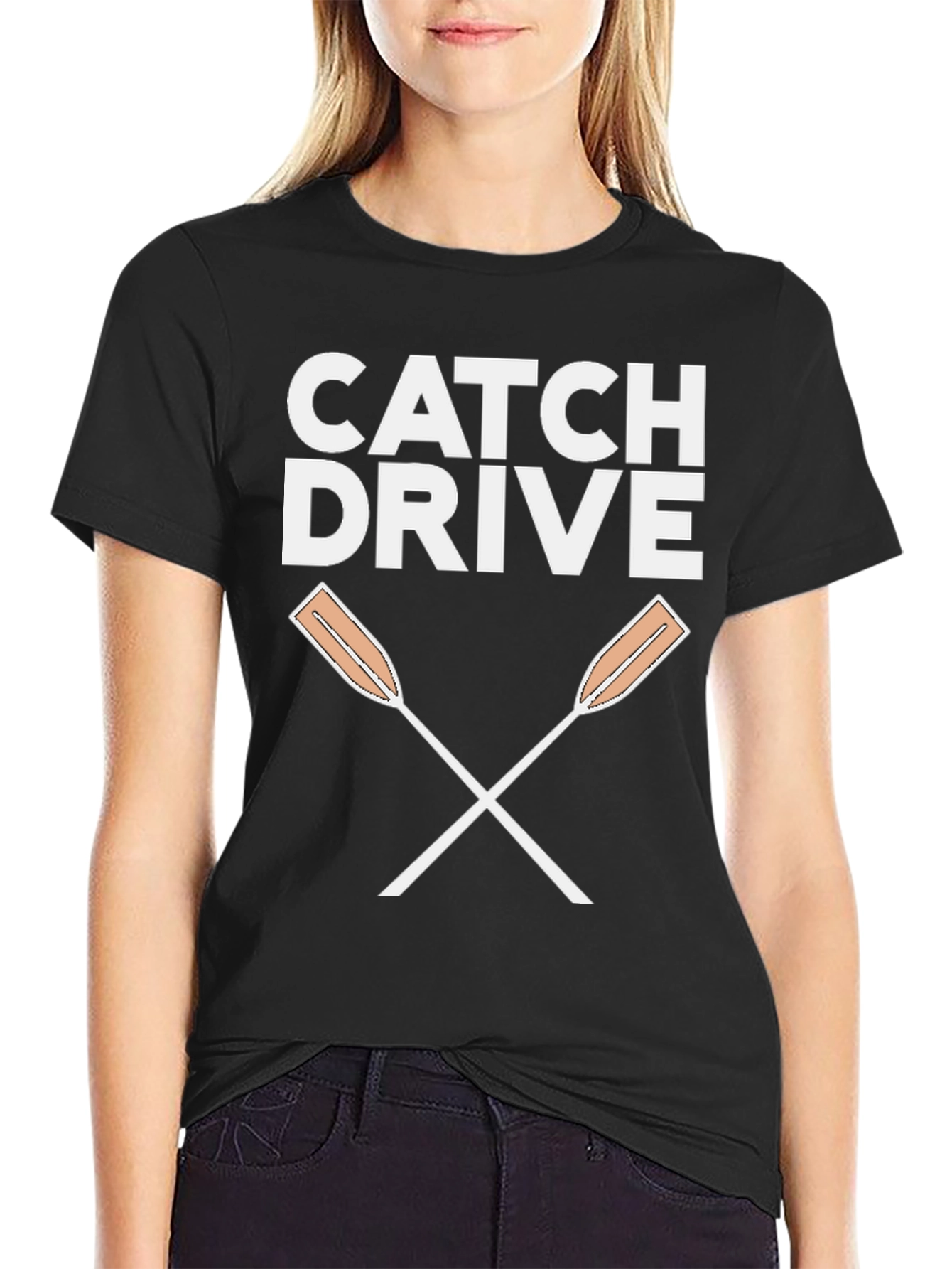 Catch Drive Rowing Oars T-Shirt - Black