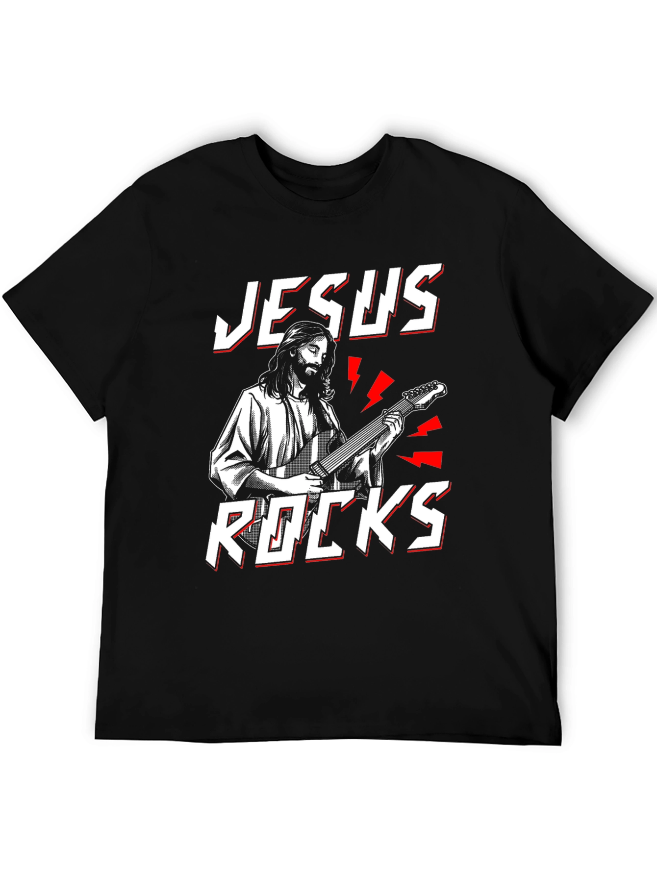 Jesus Rocks T-Shirt - Christian Guitarist Tee