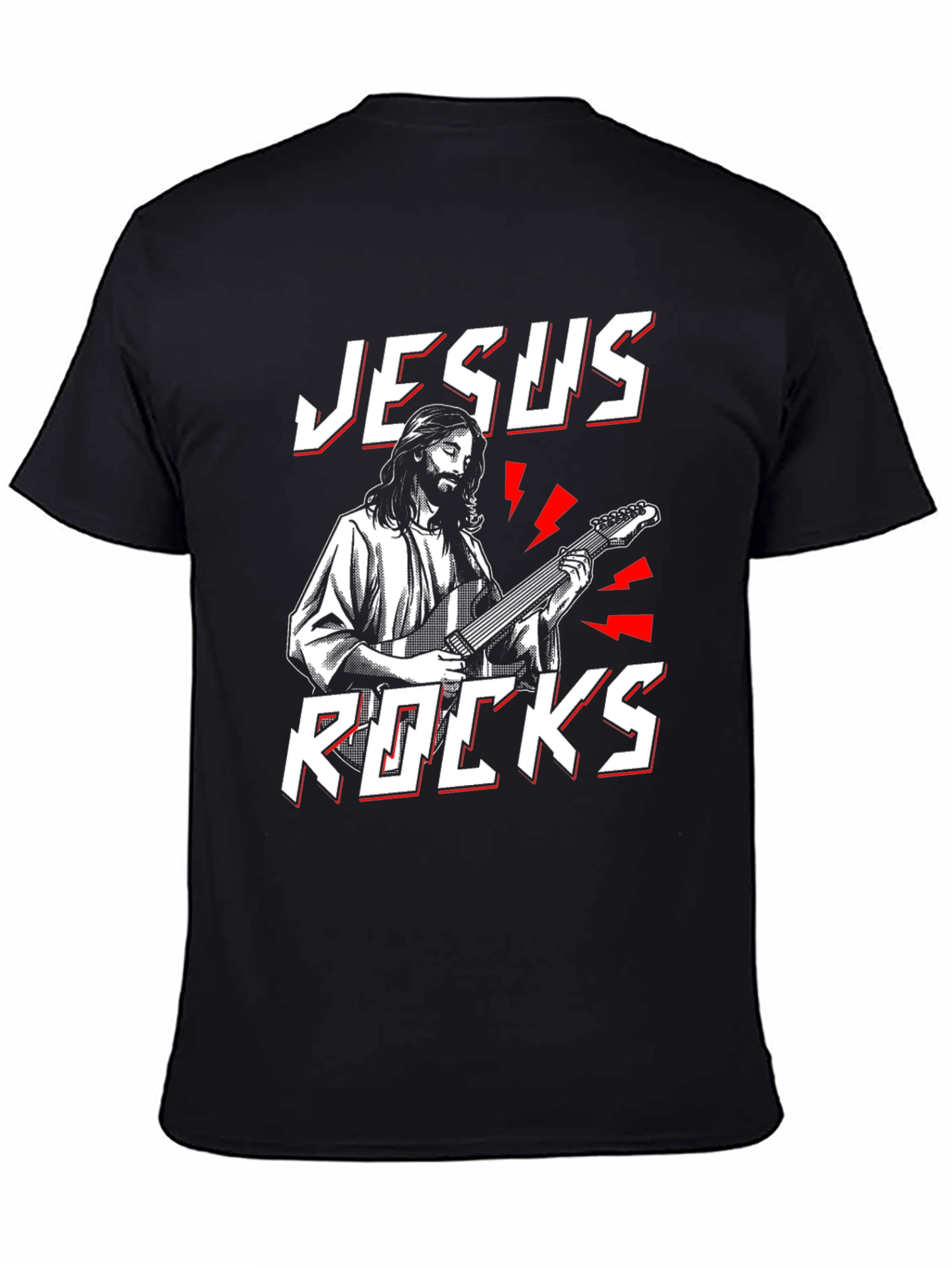 Jesus Rocks T-Shirt - Christian Guitarist Tee