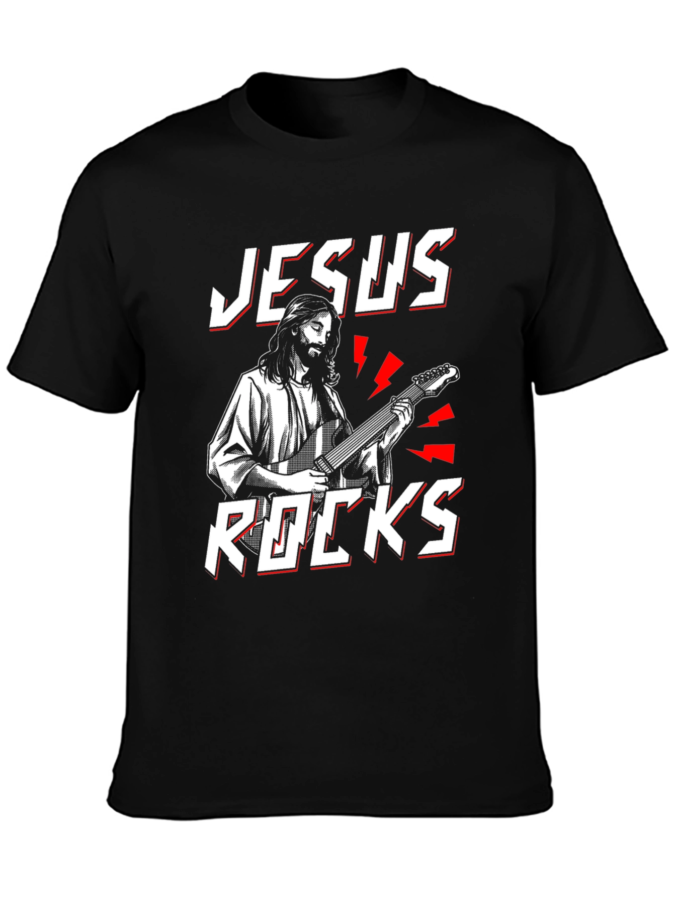 Jesus Rocks T-Shirt - Christian Guitarist Tee