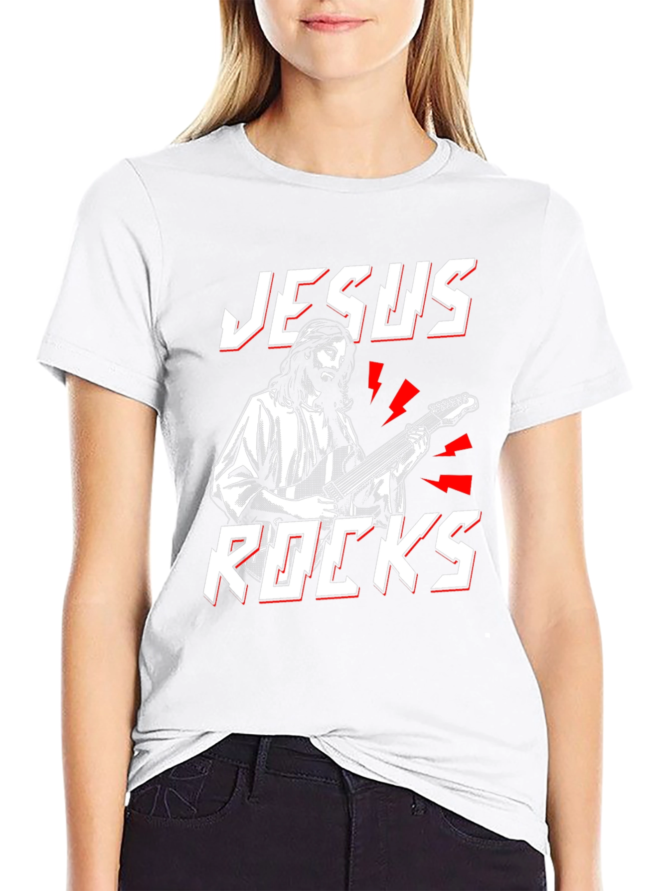 Jesus Rocks T-Shirt - Christian Guitarist Tee