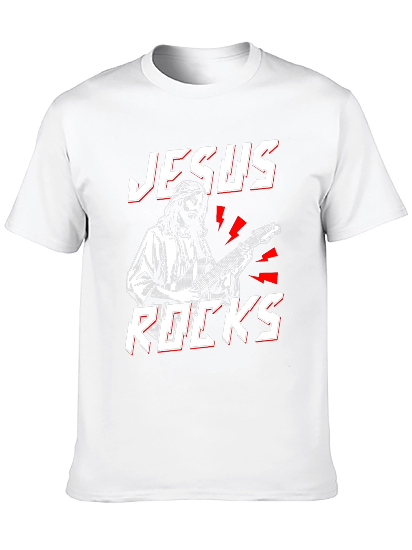 Jesus Rocks T-Shirt - Christian Guitarist Tee