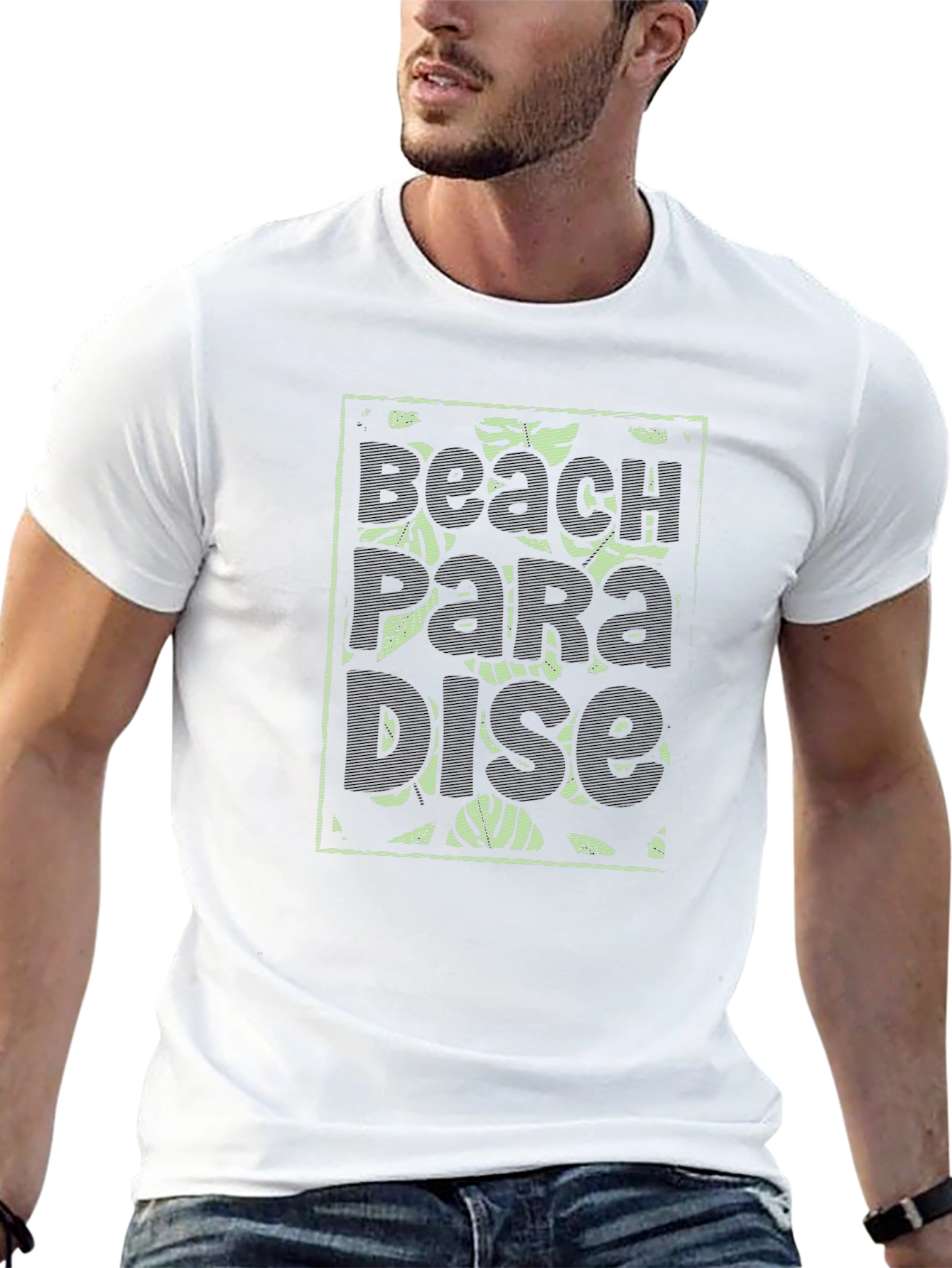 Beach Paradise Graphic T-Shirt - Black