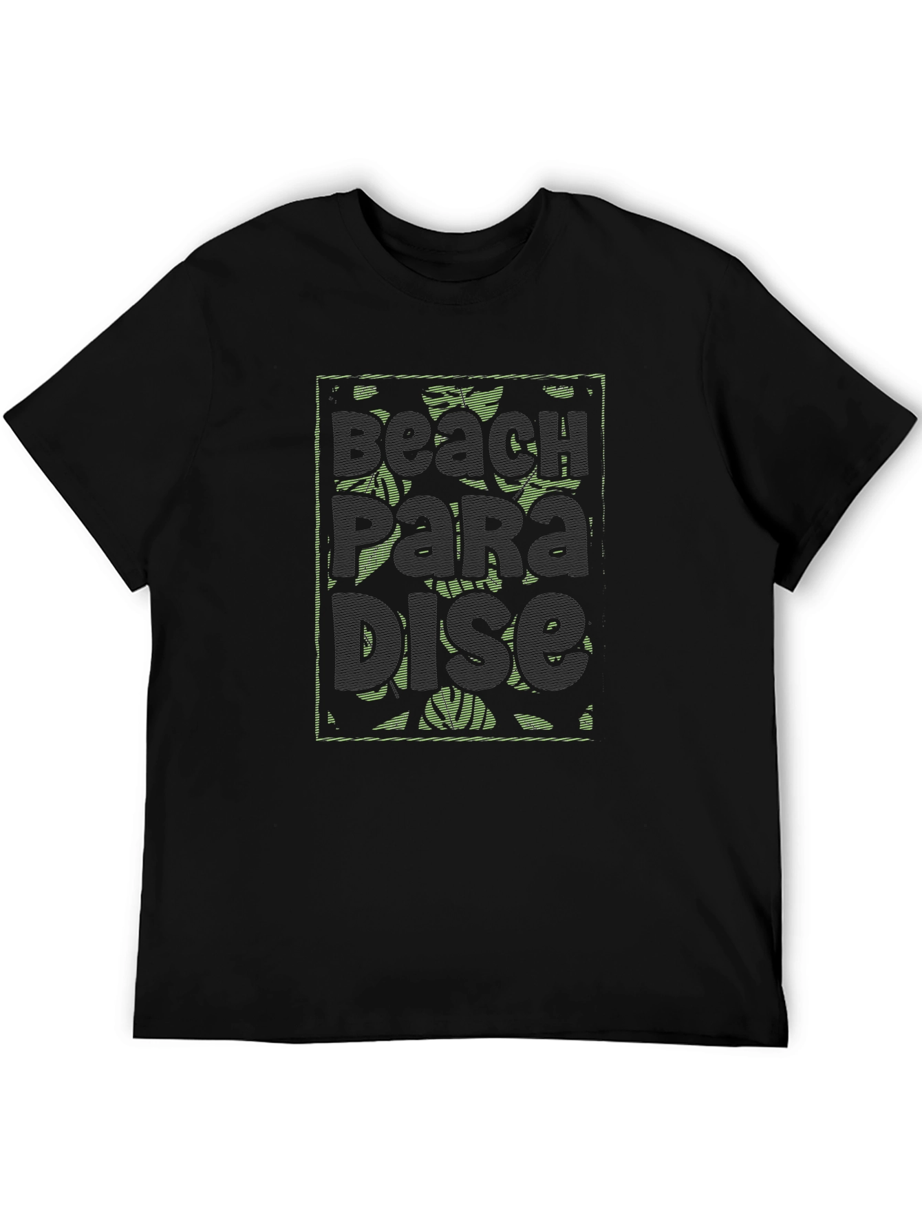 Beach Paradise Graphic T-Shirt - Black