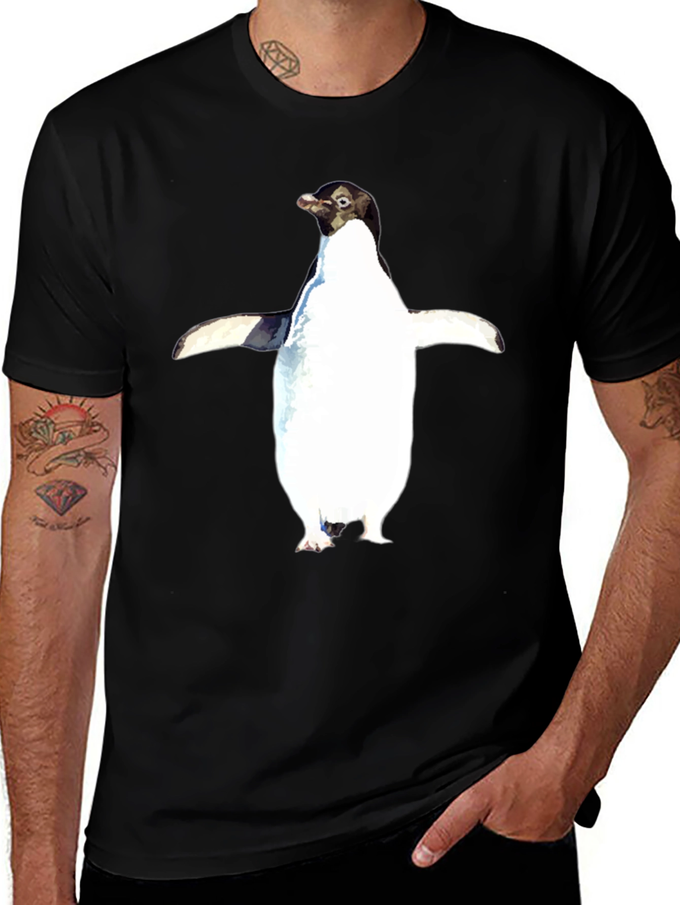 Penguin Graphic Tee - Black Unisex T-Shirt