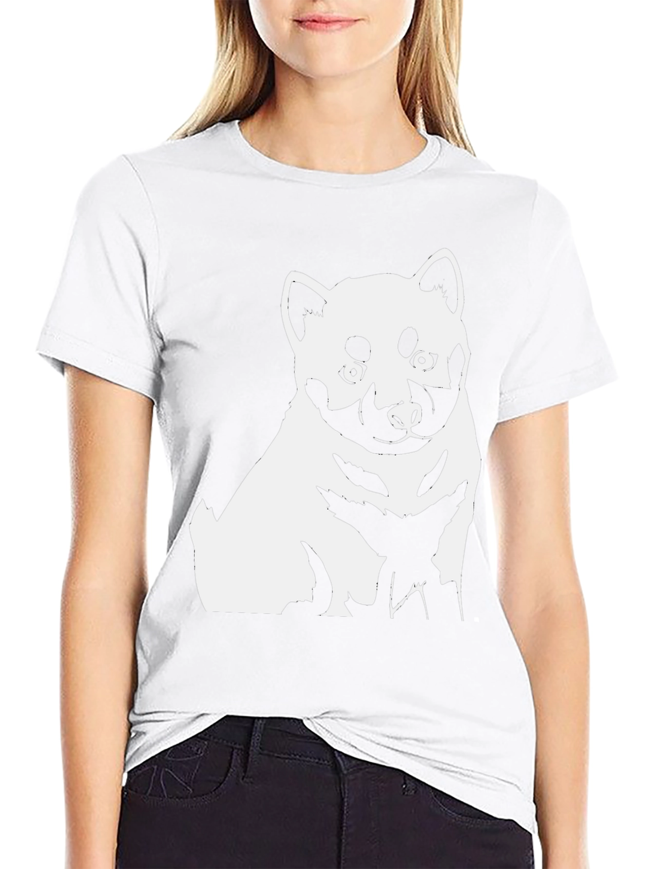 Dog Graphic Tee - Shiba Inu Style Black T-Shirt