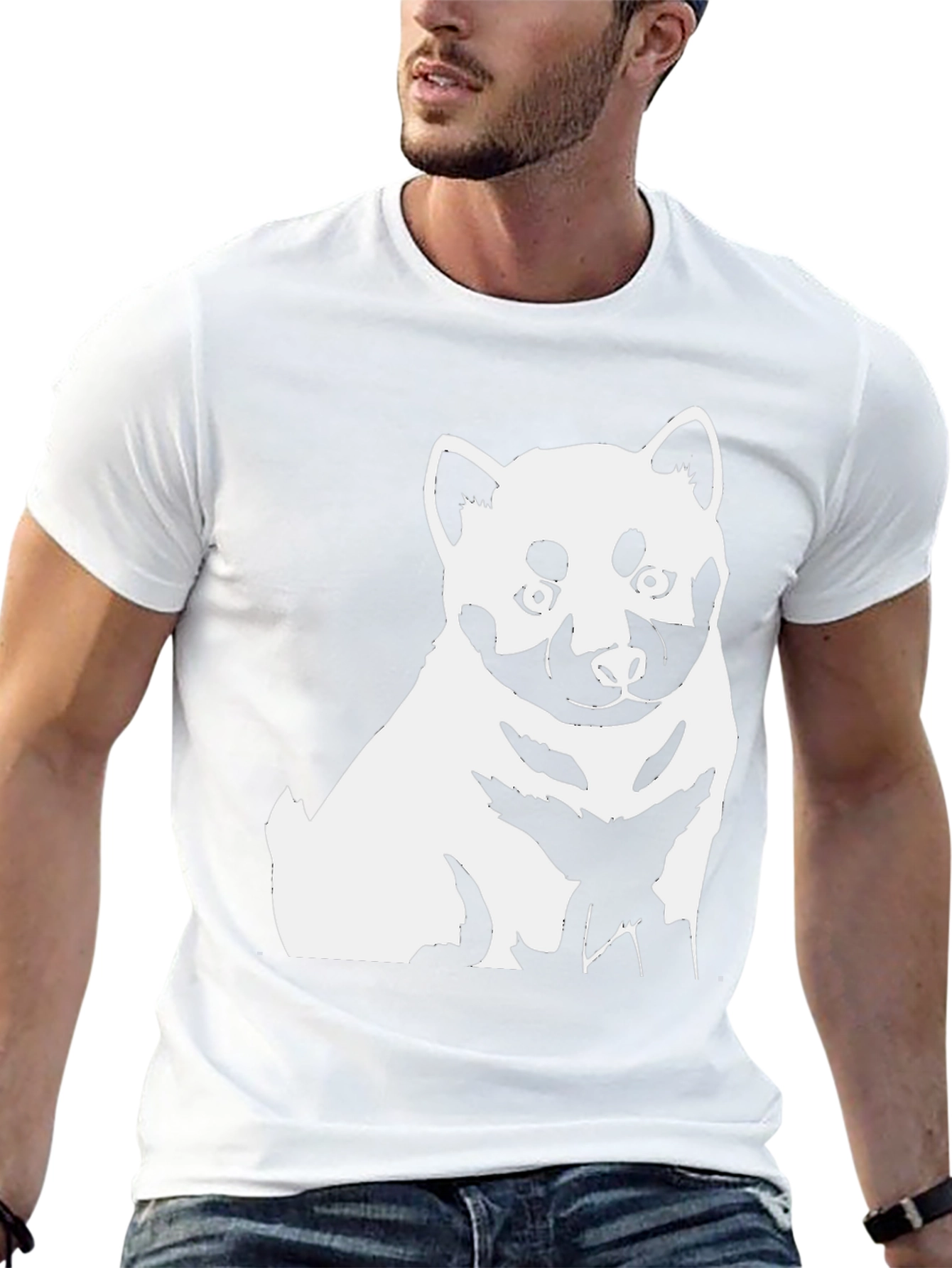 Dog Graphic Tee - Shiba Inu Style Black T-Shirt