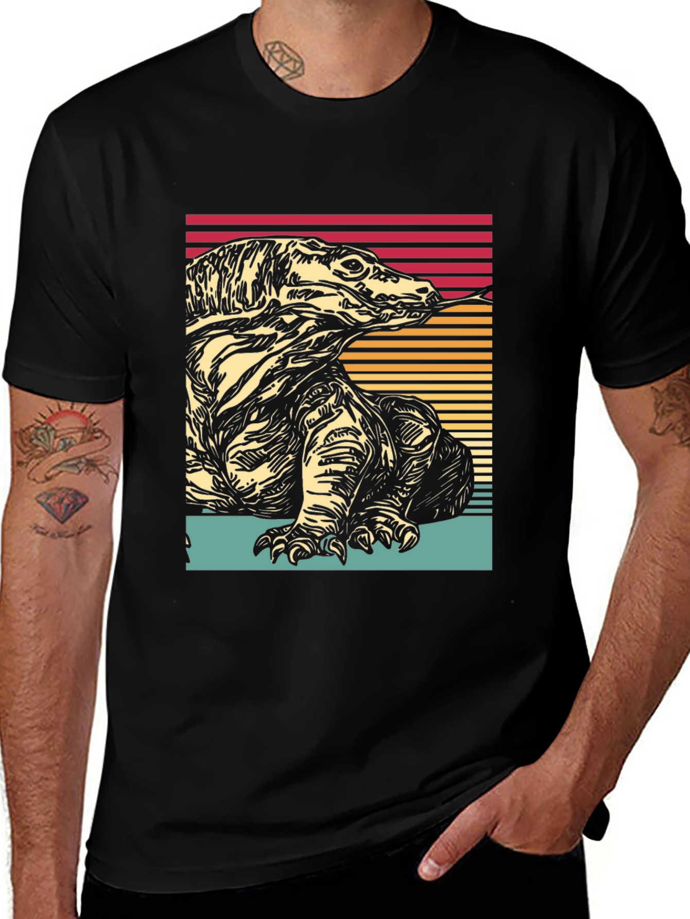 Komodo Dragon Graphic Tee - Retro Style