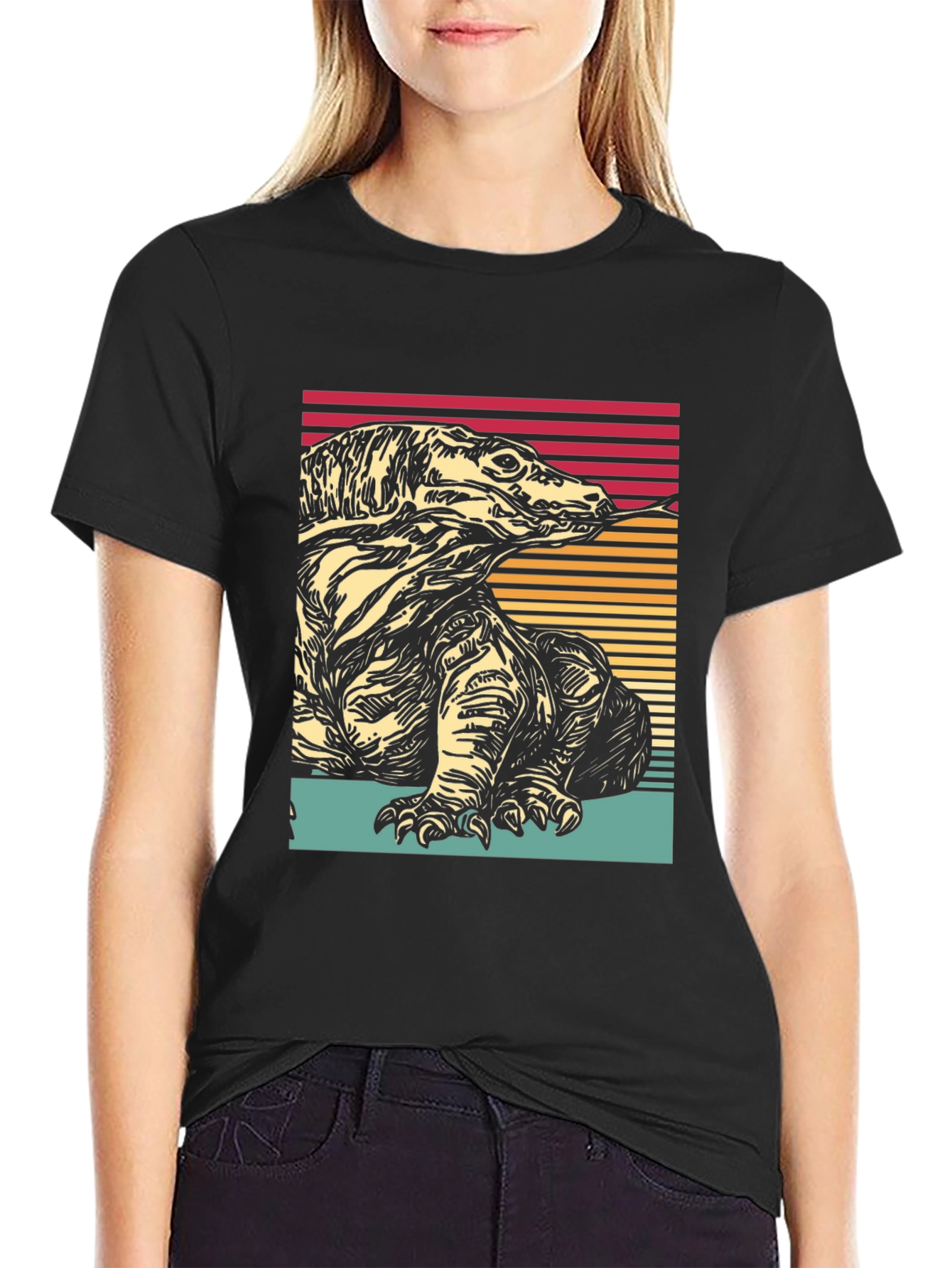Komodo Dragon Graphic Tee - Retro Style