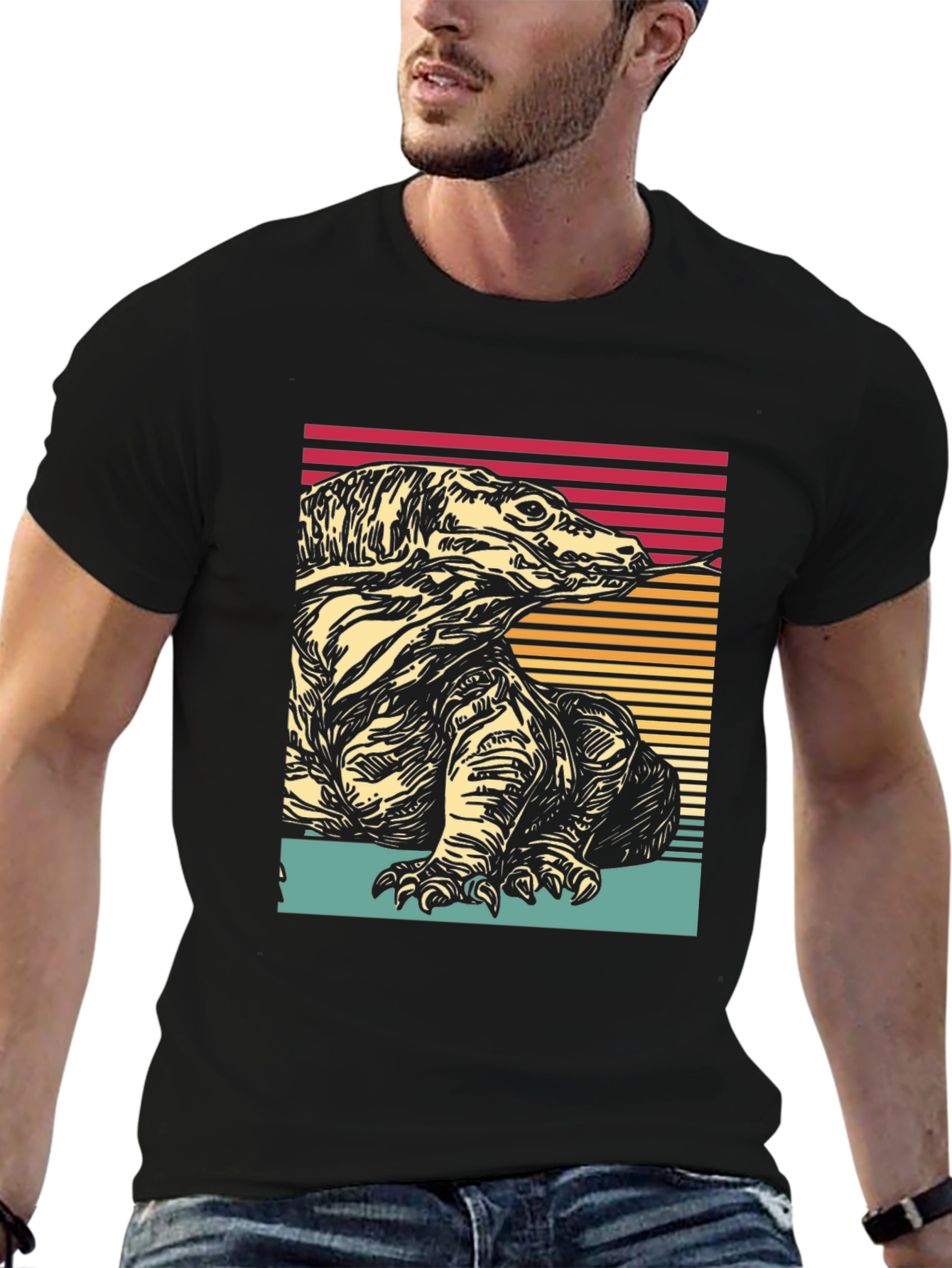Komodo Dragon Graphic Tee - Retro Style
