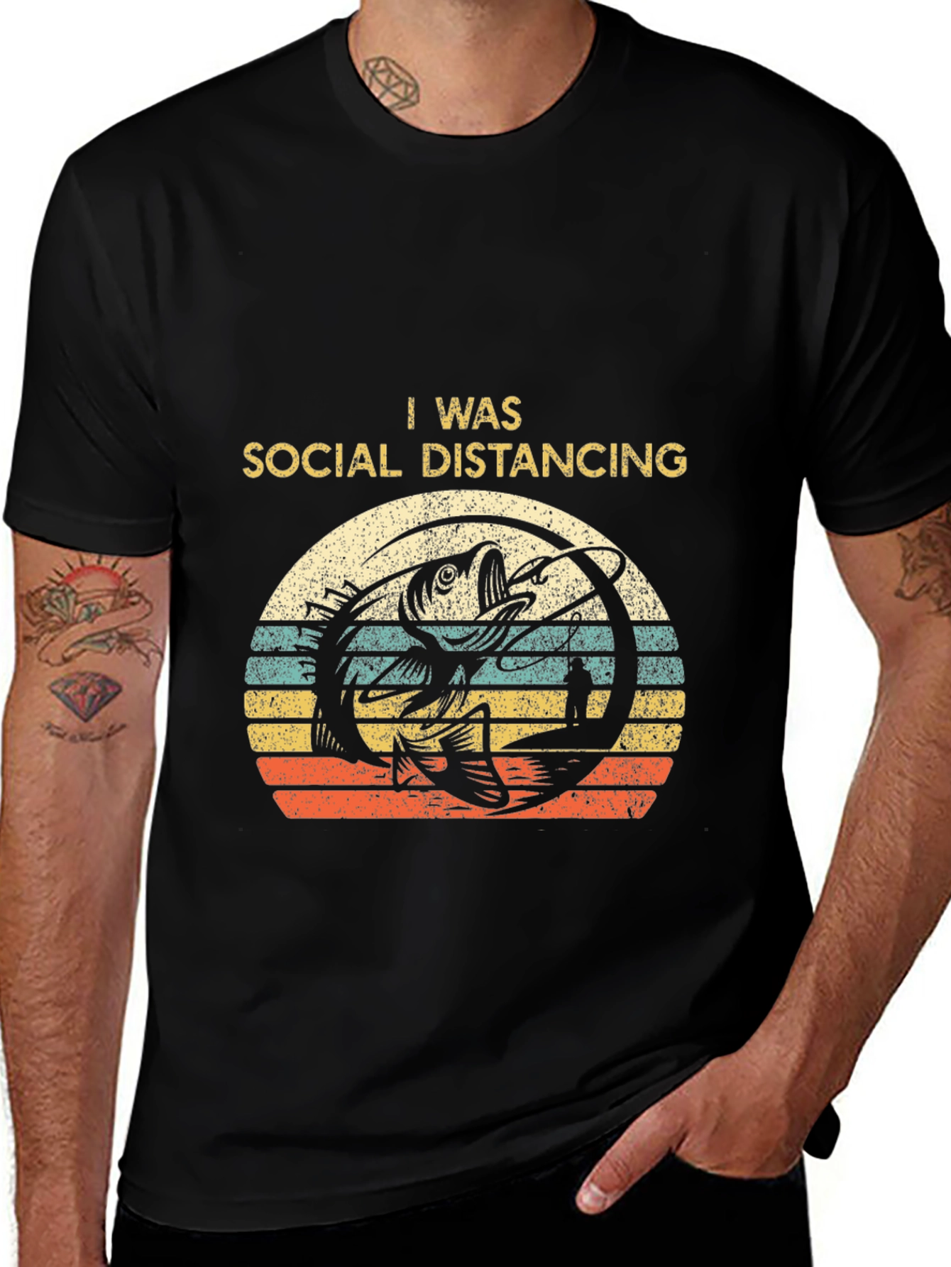 Social Distancing Fishing T-Shirt