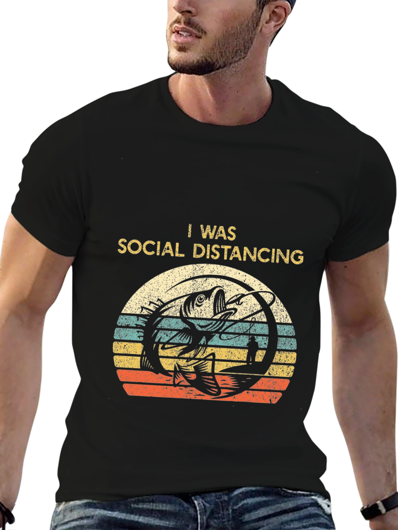 Social Distancing Fishing T-Shirt