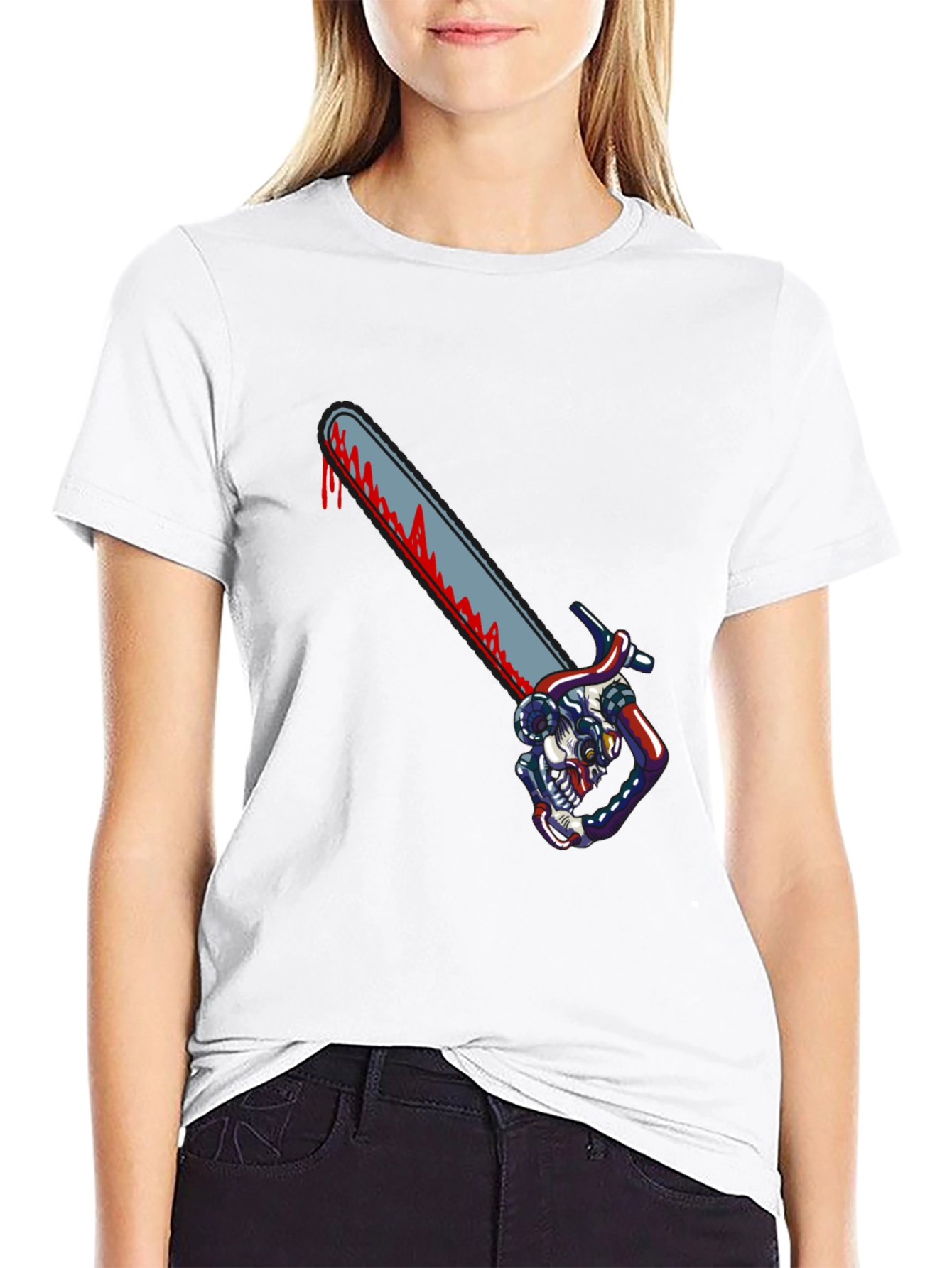 Chainsaw Skull Graphic T-Shirt - Horror Tee