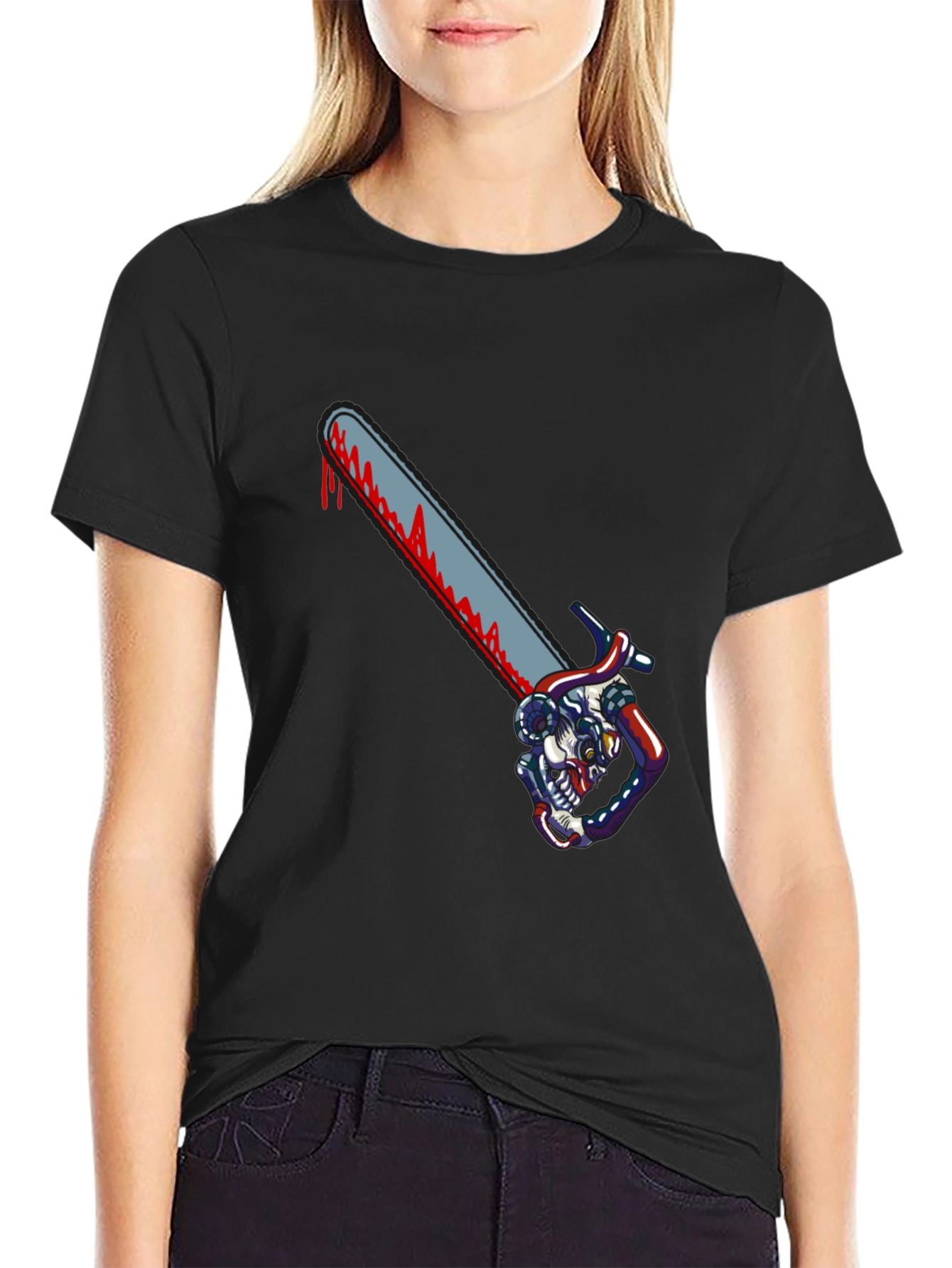 Chainsaw Skull Graphic T-Shirt - Horror Tee