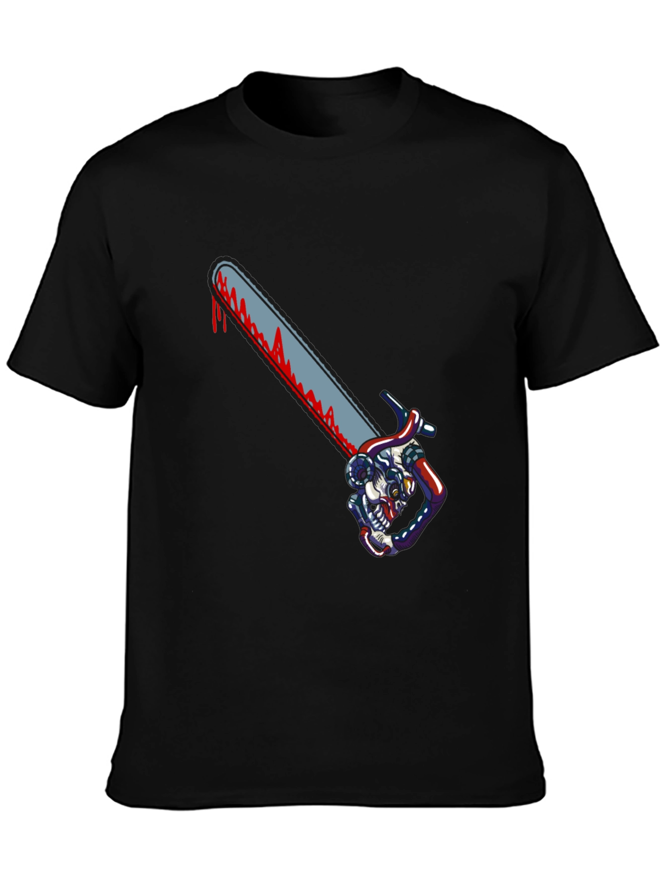Chainsaw Skull Graphic T-Shirt - Horror Tee
