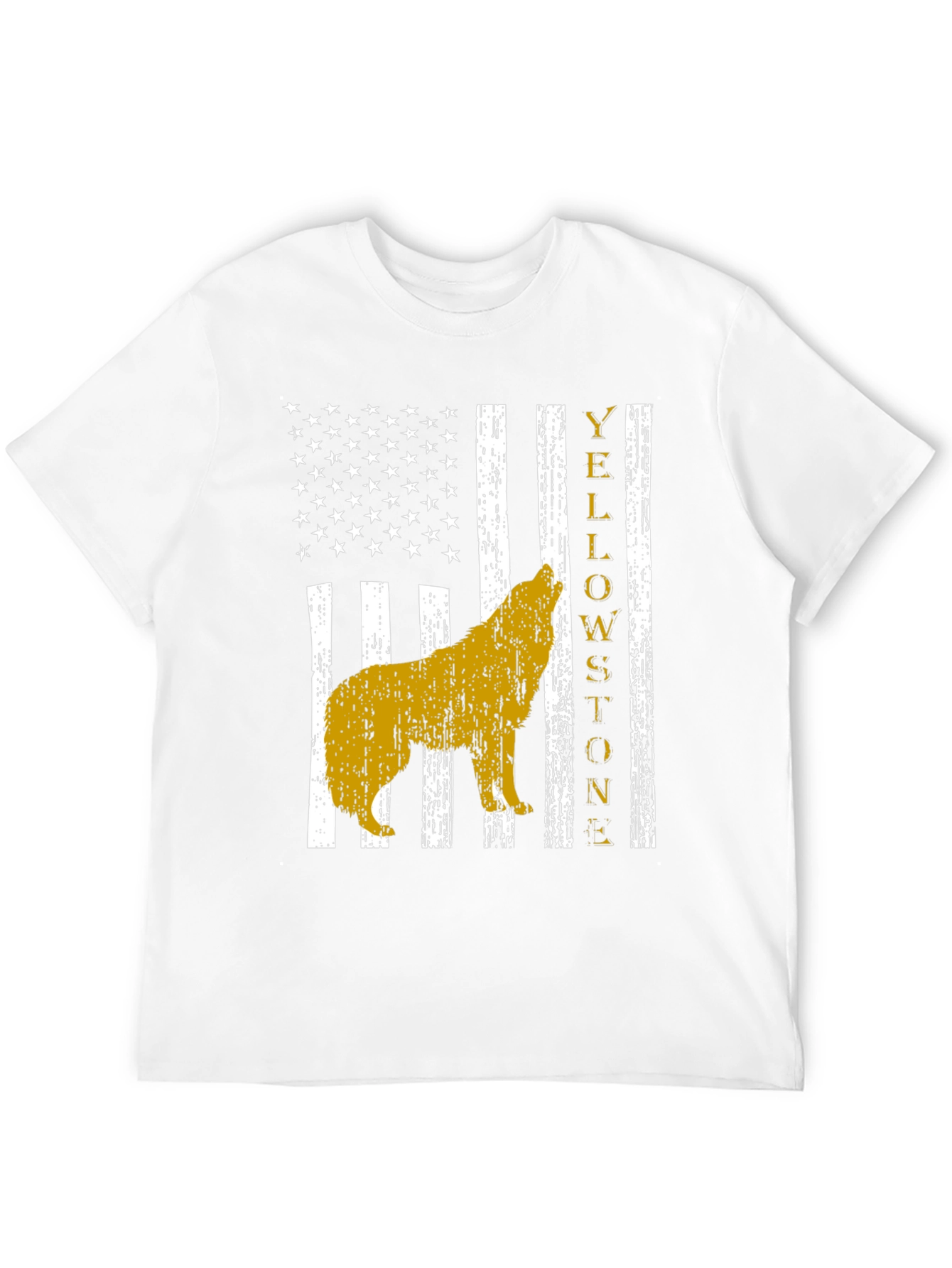 Yellowstone Wolf US Flag Graphic T-Shirt