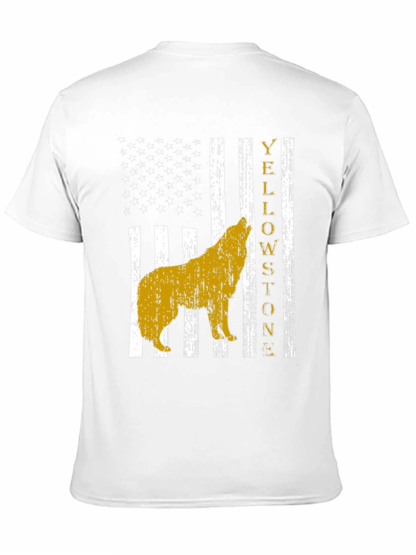Yellowstone Wolf US Flag Graphic T-Shirt