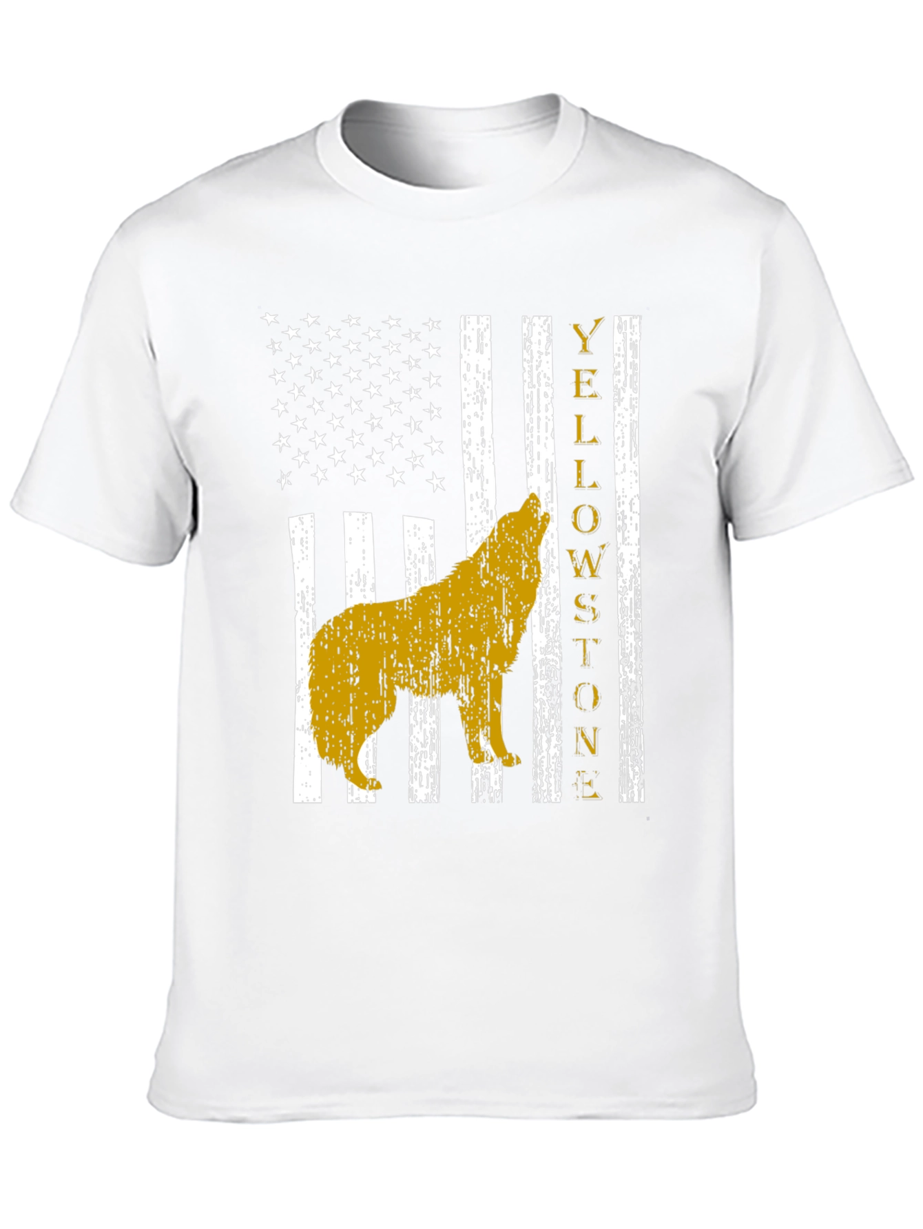 Yellowstone Wolf US Flag Graphic T-Shirt