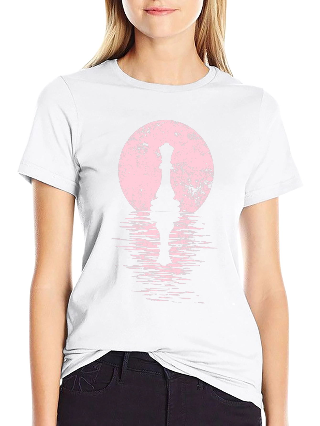 Queen Chess Piece T-Shirt: Artistic Moonlit Design