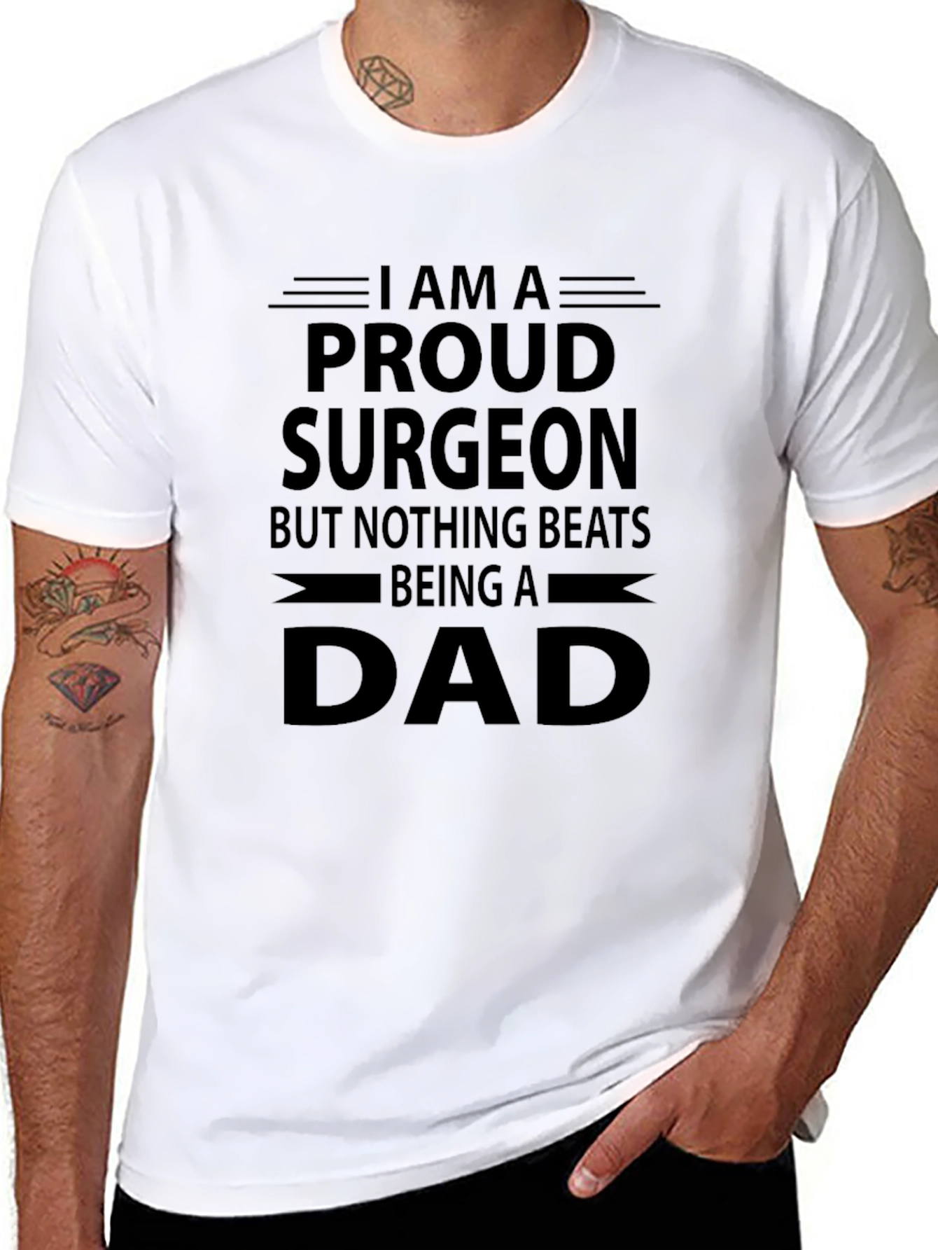 Proud Surgeon Dad Black Graphic T-Shirt