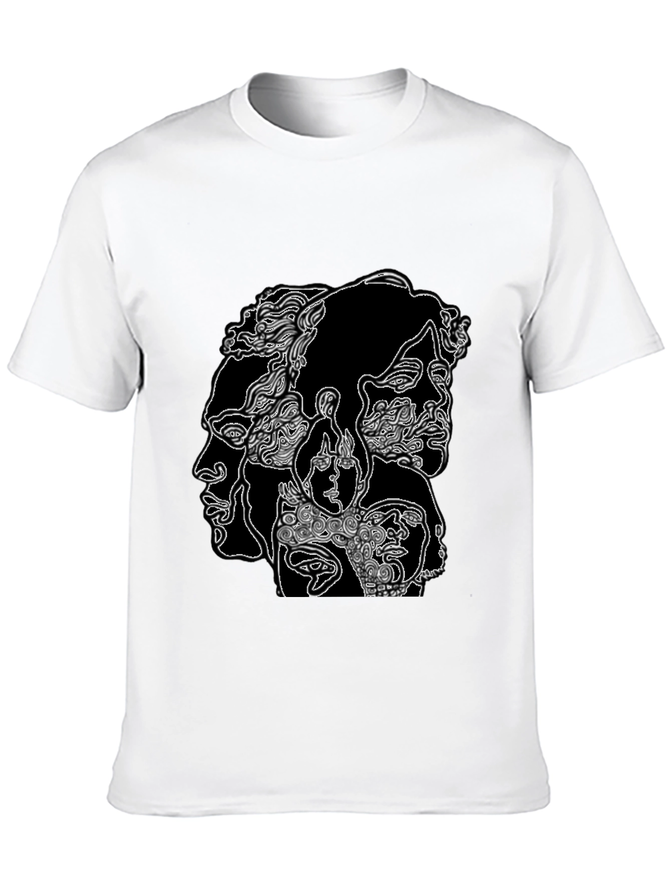 Abstract Faces Graphic Black T-Shirt