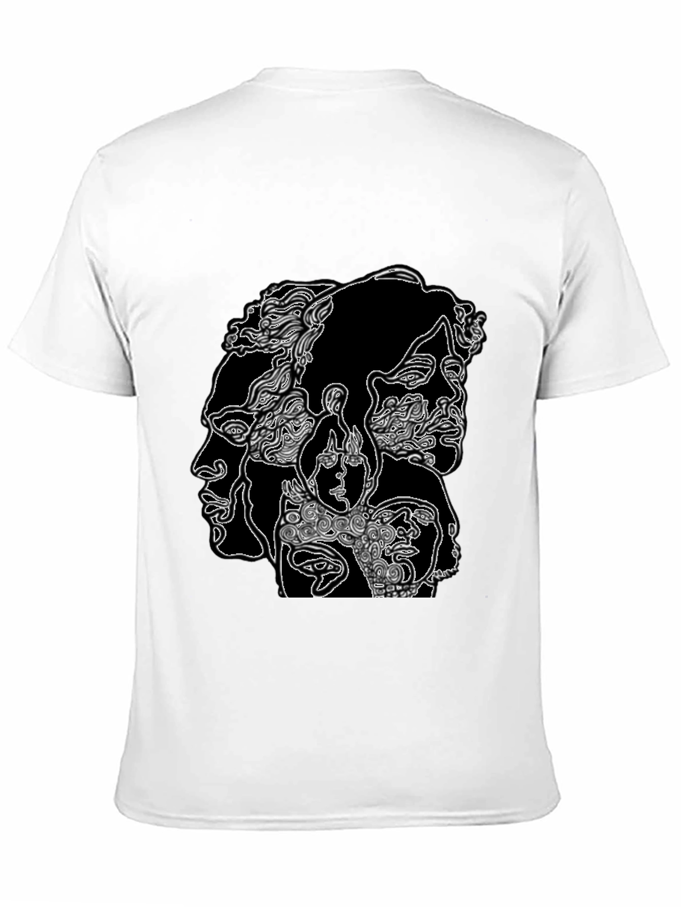 Abstract Faces Graphic Black T-Shirt