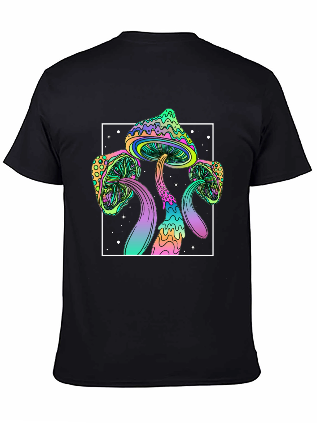 Psychedelic Mushroom T-Shirt - Black Trippy Tee