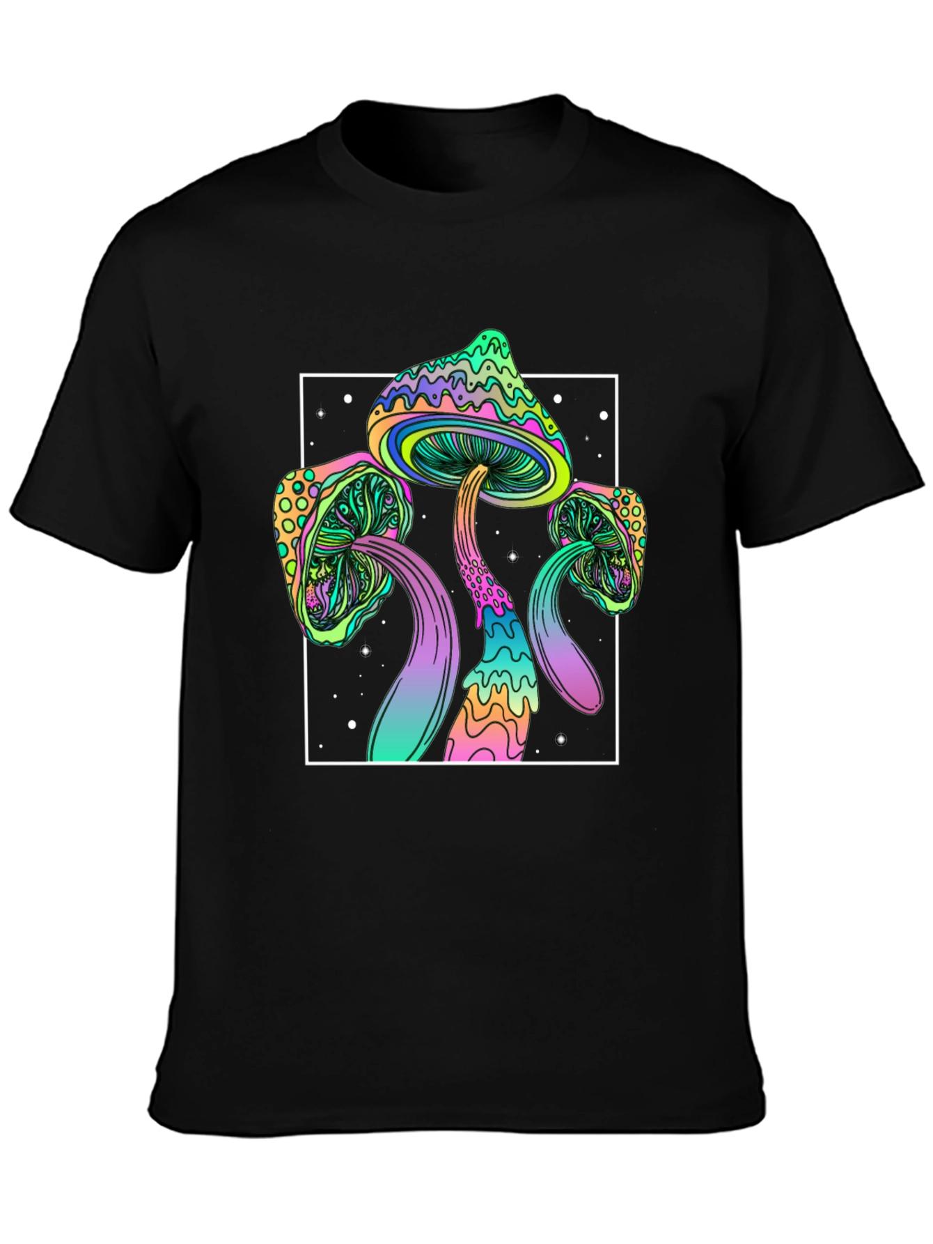 Psychedelic Mushroom T-Shirt - Black Trippy Tee