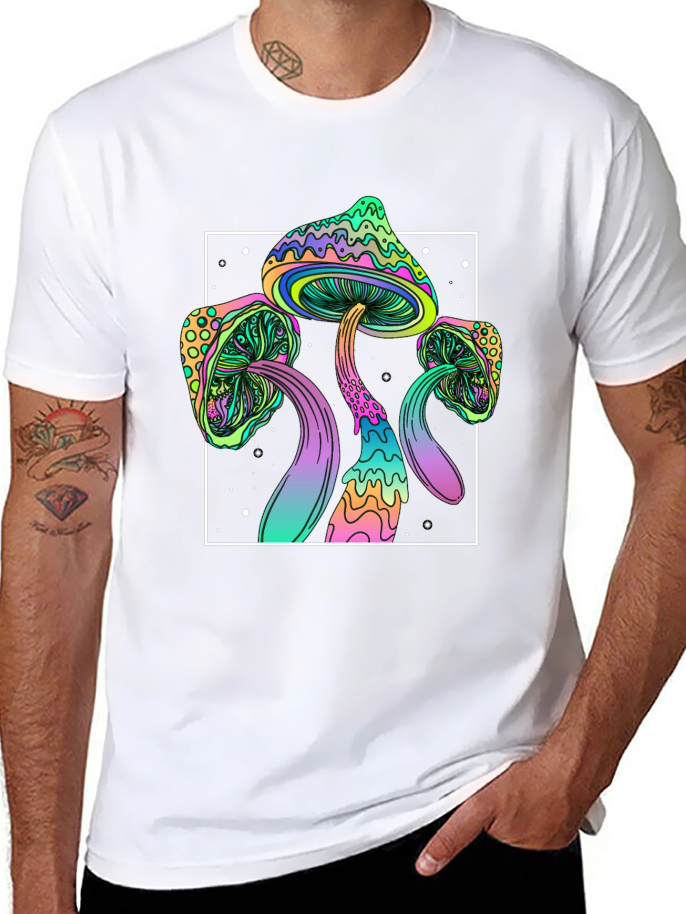Psychedelic Mushroom T-Shirt - Black Trippy Tee