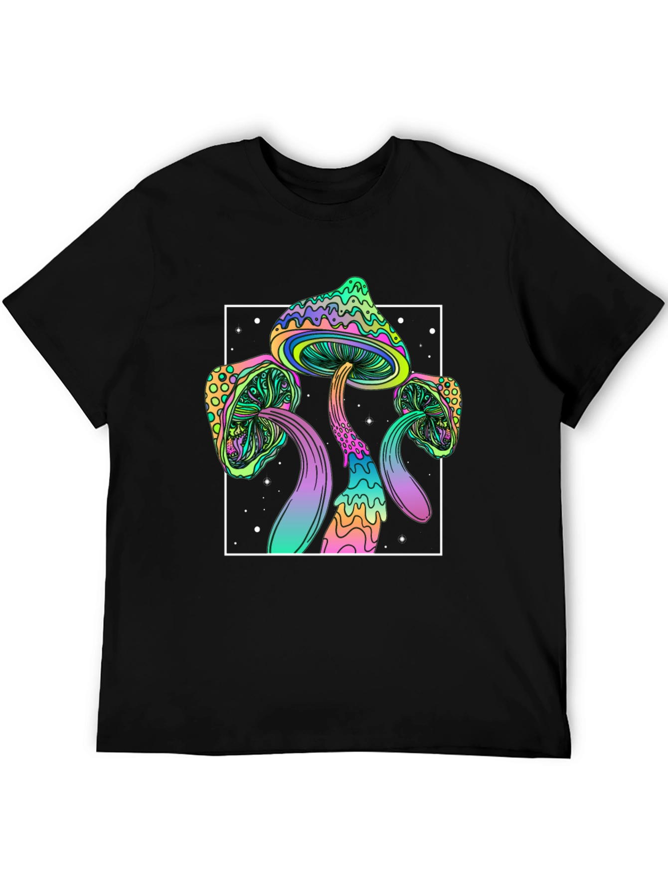 Psychedelic Mushroom T-Shirt - Black Trippy Tee