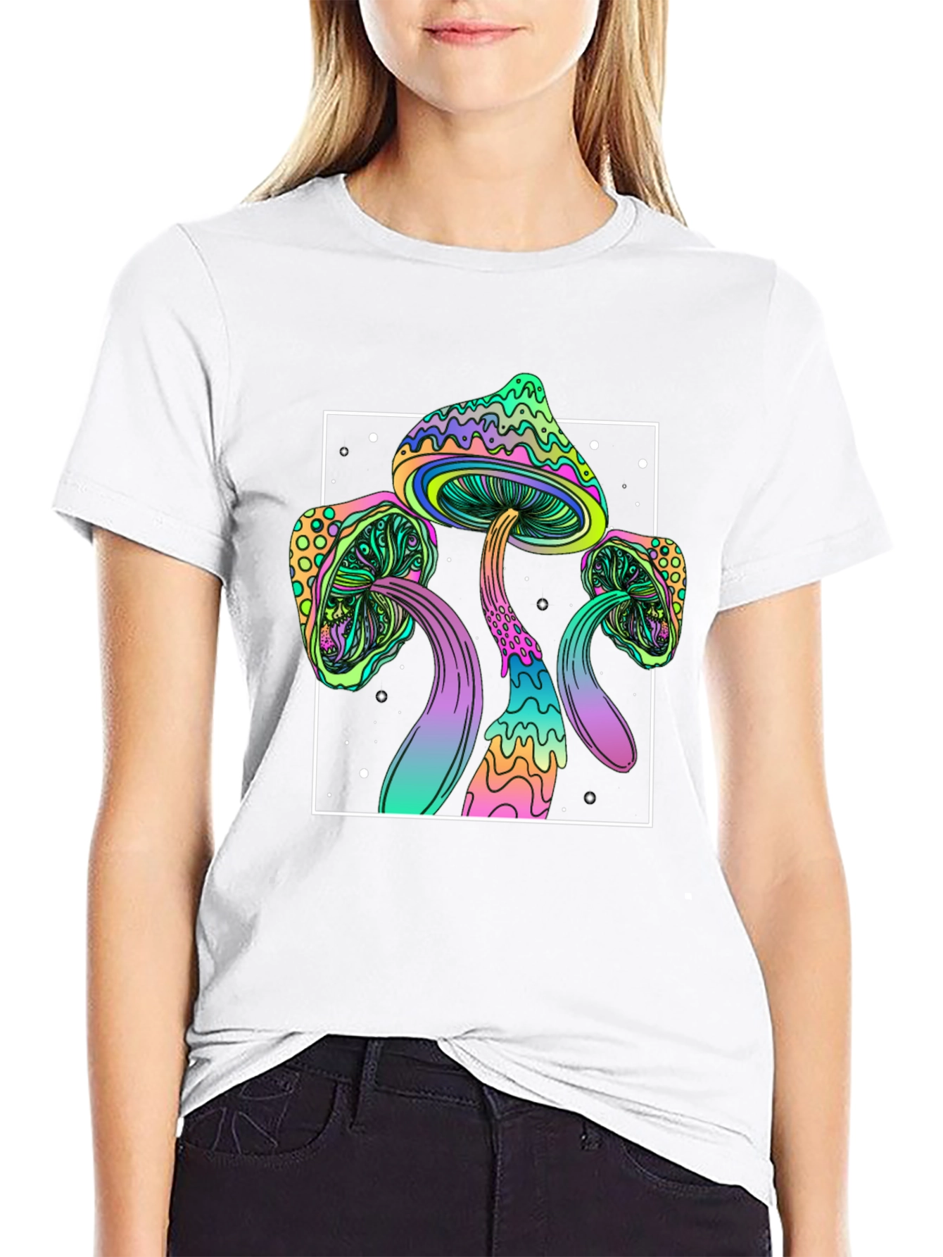 Psychedelic Mushroom T-Shirt - Black Trippy Tee