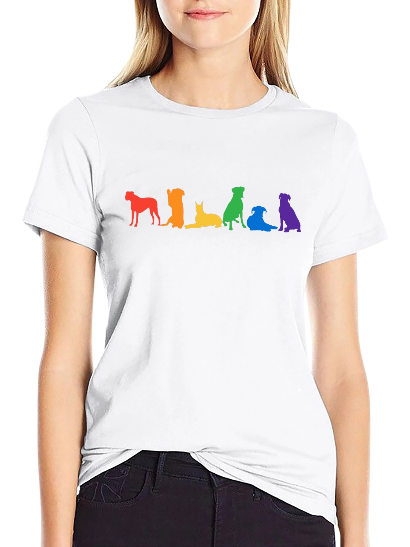Rainbow Dog Breed Silhouette Graphic Tee