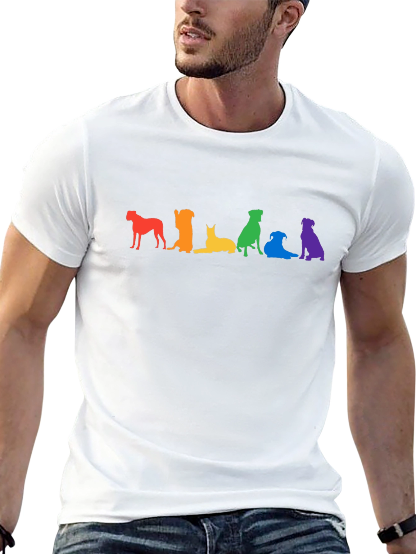 Rainbow Dog Breed Silhouette Graphic Tee