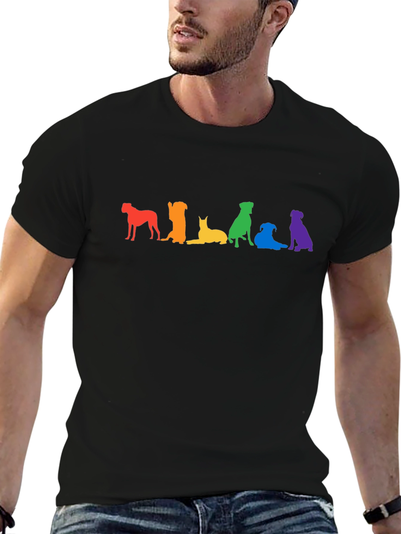 Rainbow Dog Breed Silhouette Graphic Tee