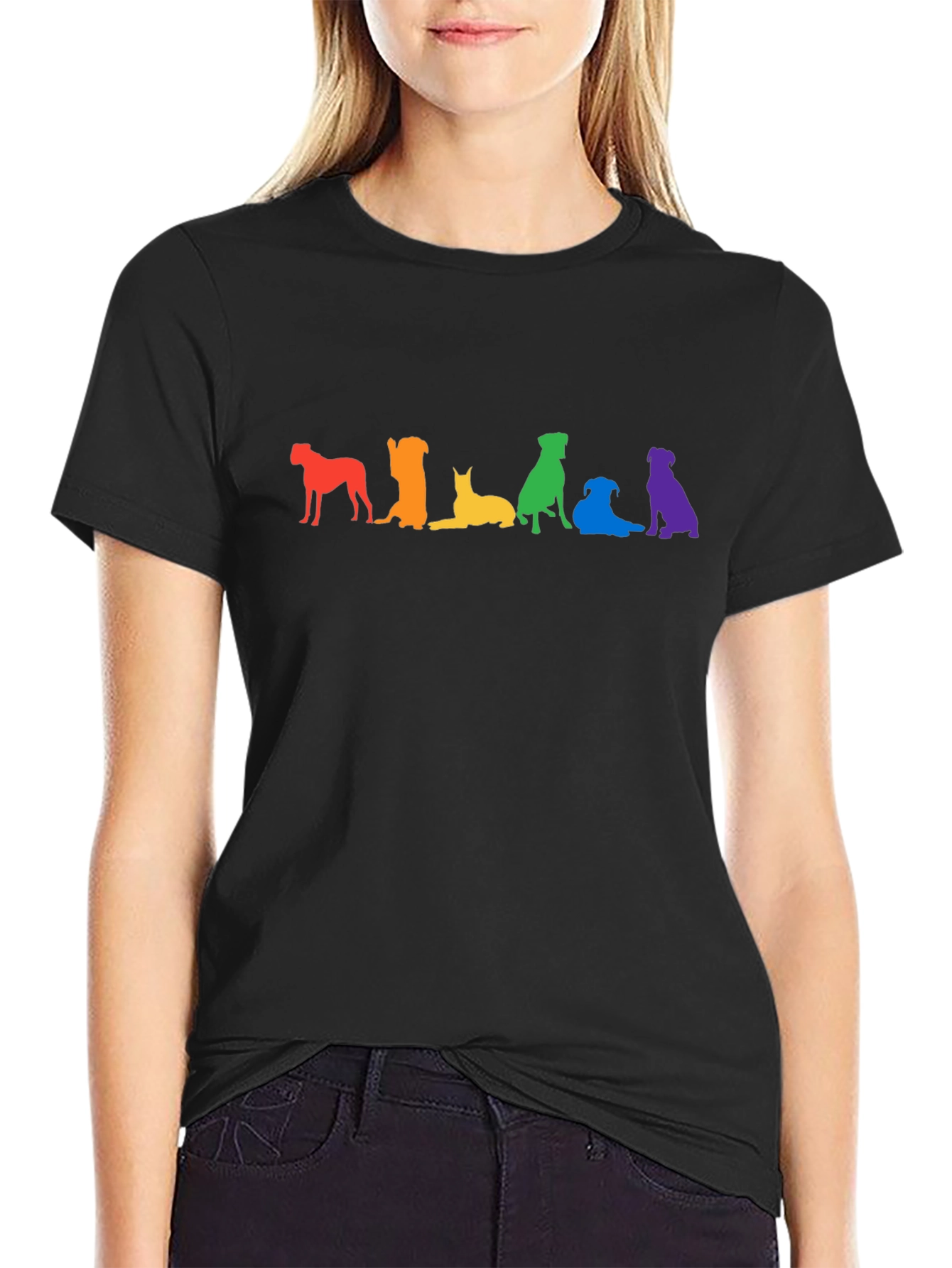 Rainbow Dog Breed Silhouette Graphic Tee
